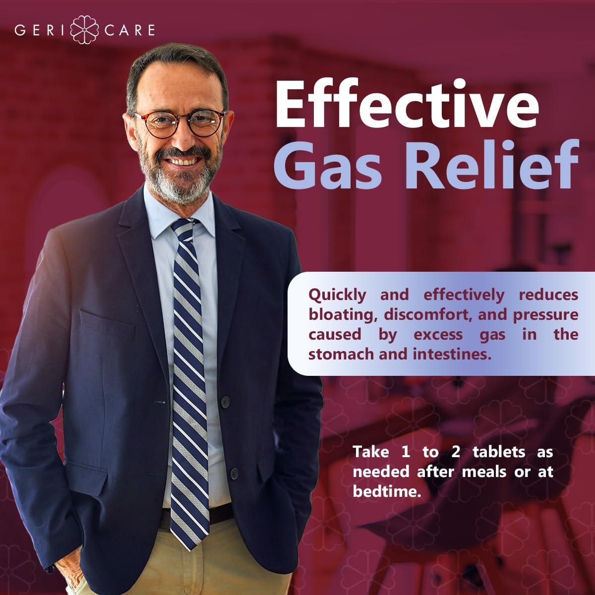 GeriCare GeriCare Chewable Gas Relief Simethicone 80mg, Fast-Acting Relief from Digestive Gas Buildup, Bloating and Abdominal Discomfort, 8 Count (Pack of 1)