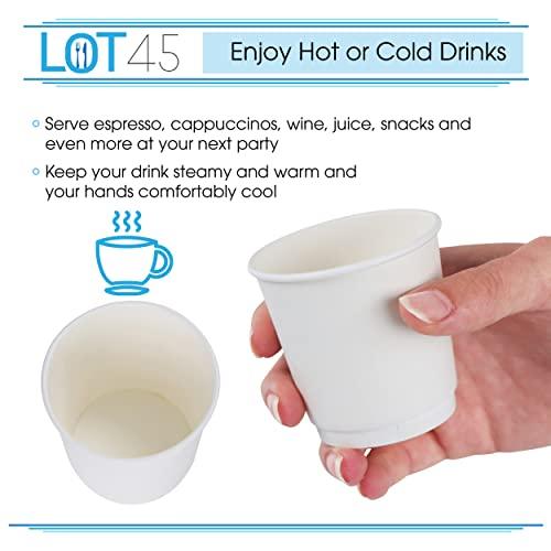Lot45 Lot45 Paper Espresso Cups Disposable 4oz Coffee Cups - 500pk Double Wall Disposable Paper Cups for Water or Tea Sample
