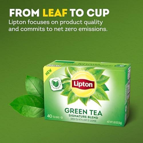 Lipton Lipton Signature Blend Green Tea Bags, Unsweetened Teabags for Hot or Iced Tea with Caffeine and Flavonoids, 240 Total Bags (40ct - Pack of 6)