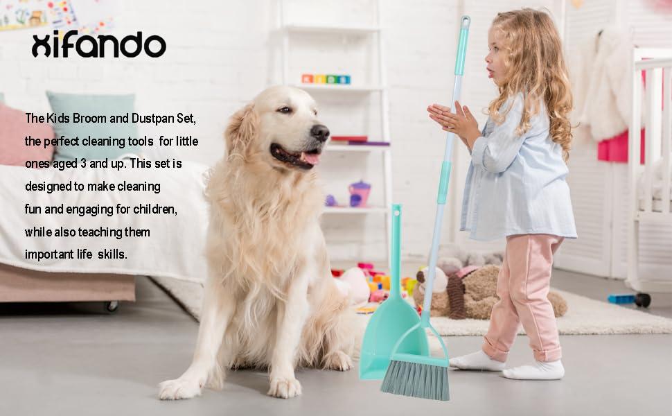 Xifando Xifando Mini Broom with Dustpan-Small Housekeeping Cleaning Sweep for Kitchen Bathroom Pet Nest Boat etc.-(3Sets,Light Blue)