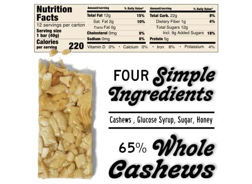 SOUTH FORTY SNACKS South 40 Snacks Pistachio and Cashew Bars, Extra Crunchy Nut Snack Bar, Simple Ingredients, Honey and Sugar, Unique Delicious Healthy Nut Clusters(40g Bar, Pack of 12)