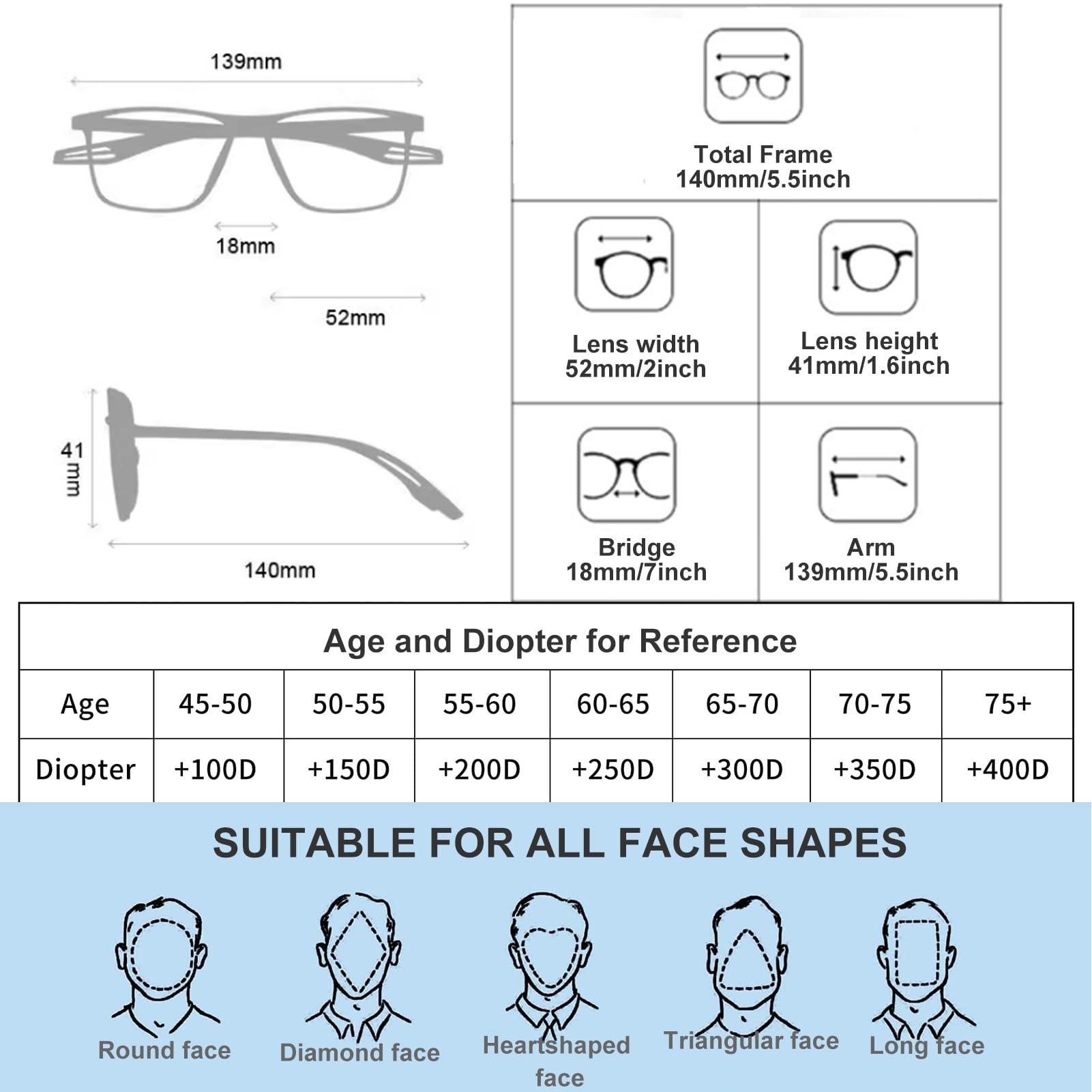 Jade Direct Store Men\'s Sports Reading Glasses, TR90 Ultra-Light Non-Slip Reader, Anti-Blue Light Computer Readers (Color : Blue, Size : 1.25 x)