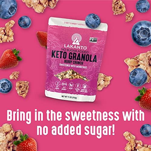 Lakanto Lakanto Berry Crunch Granola - Delicious Snack, Quick Breakfast Cereal, Keto Friendly, Monk Fruit Sweetener, No Sugar Added, Vegan, Gluten Free, Grain Free, 3g Net Carbs (11 oz)