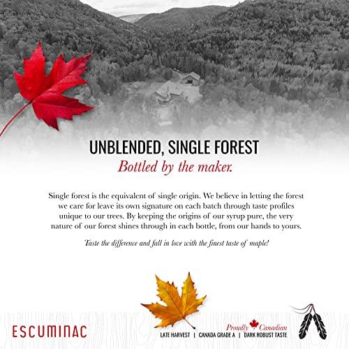 Escuminac Escuminac Very Dark Canadian Maple Syrup Family Size 1L (33.8 fl oz) Canada Grade A - Strong Taste For Cooking – Pure, Organic, Single Origin, Unblended.