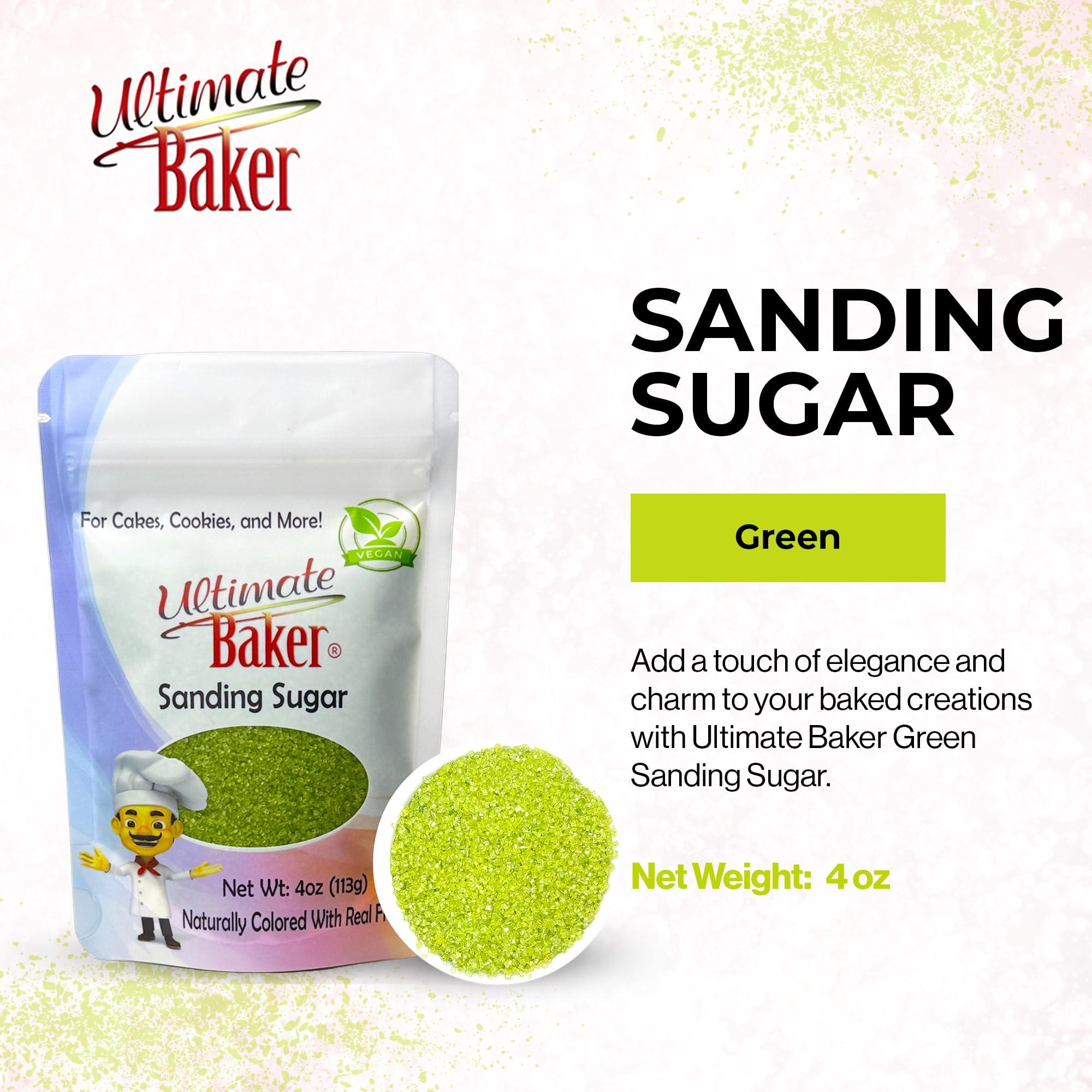 Ultimate Baker Ultimate Baker Sanding Sugar, Naturally Colored Sanding Sugar for Cookies, Colored Baking Sugar, Medium Crystal Colored Sugar for Cake Decorating & Cocktail Rimming (4oz Bag, Green)