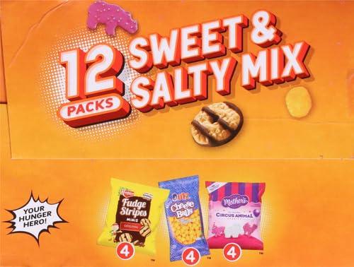 Keebler Keebler Sweet & Salty Mix, Keebler Fudge Stripes, Mother\'s Circus Animals, Utz Mini Cheese Balls, 1 Oz. (Pack of 12)