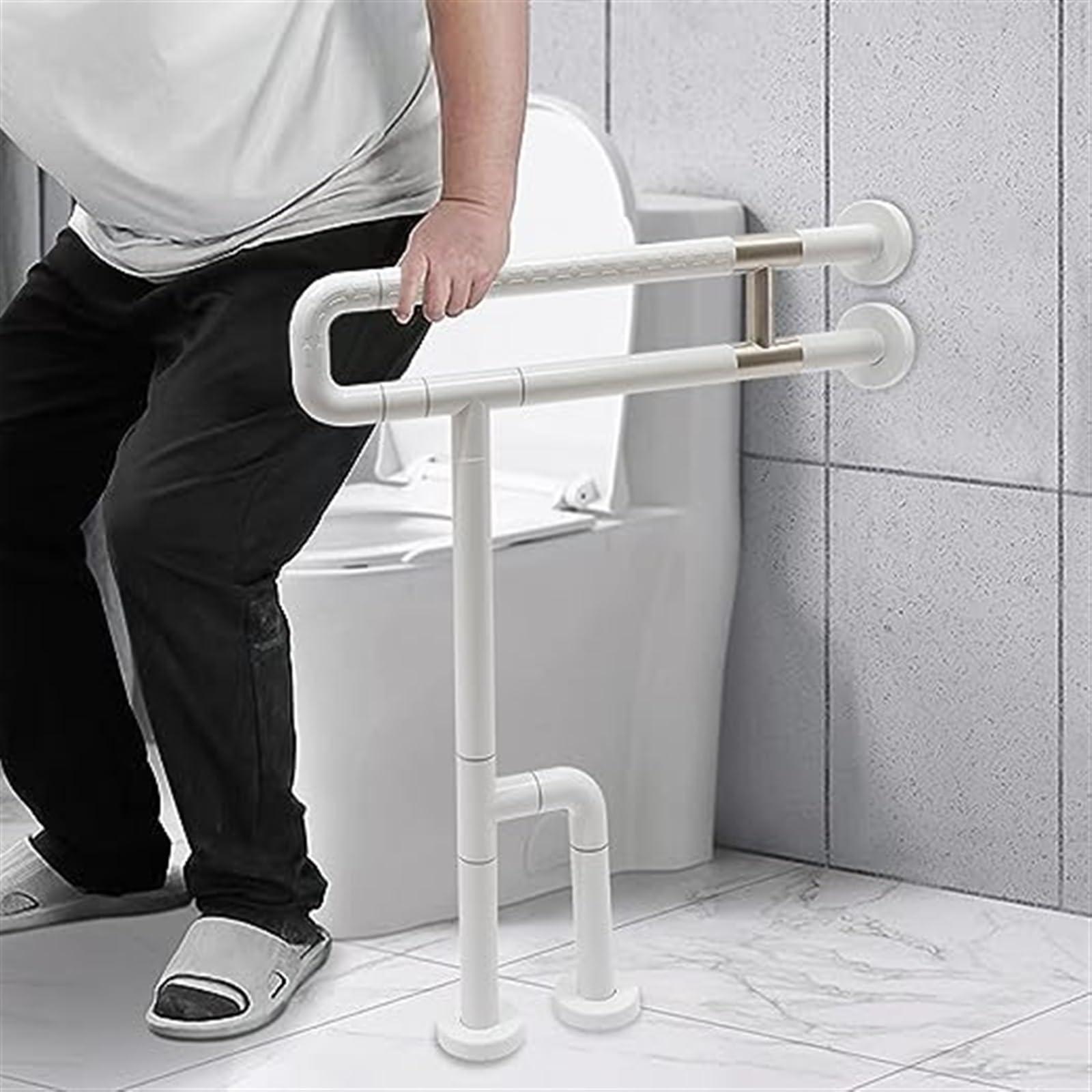GeRRiT GeRRiT 23.6 Inch Handicap Grab Bars Toilet Bathroom Safety Handrails for Elderly Stainless Steel Toilet Rail Hand Rail Support for Seniors Disabled Railing Wall to Floor Grab Bar Load 551lbs White