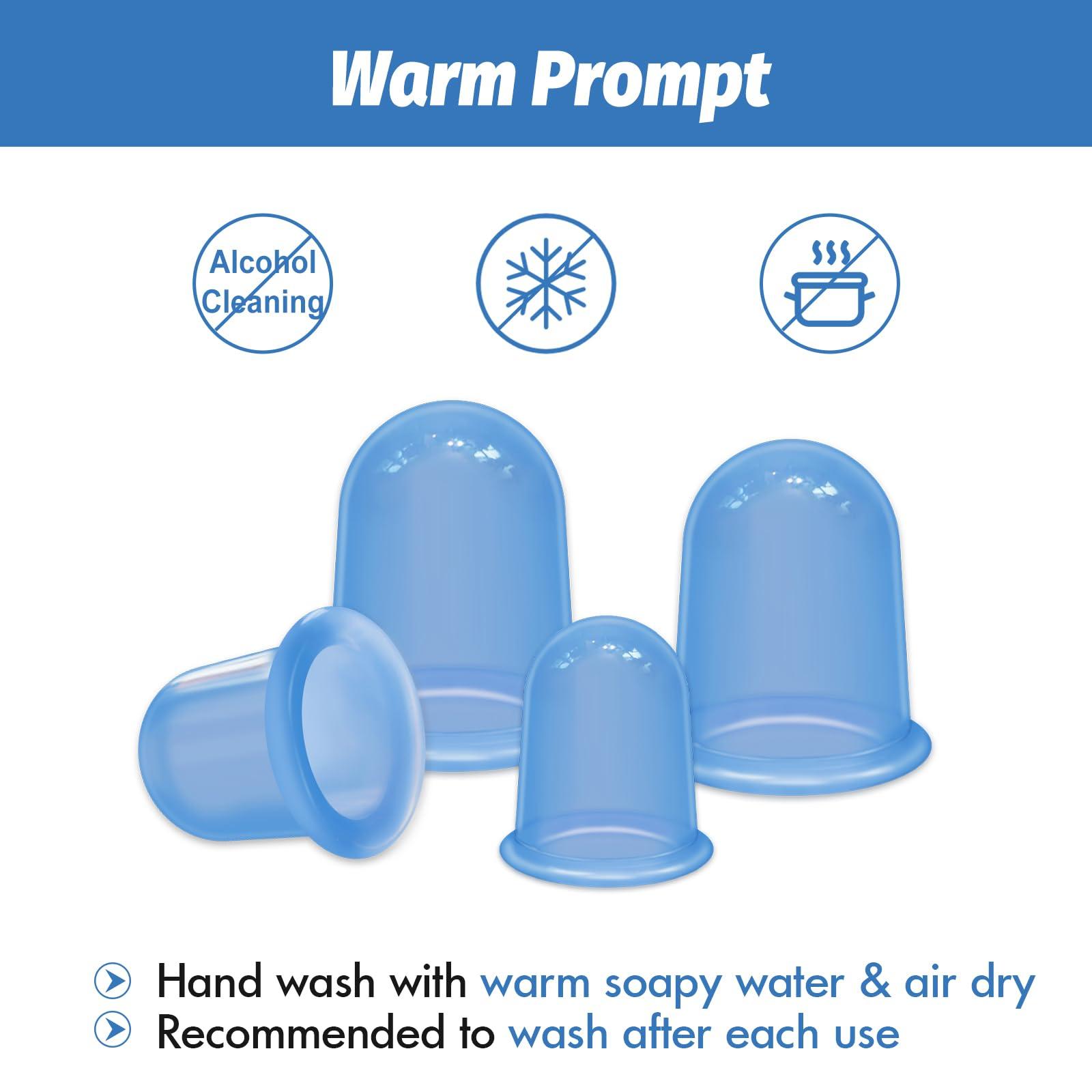 ELERA ELERA Silicone Cupping Therapy Sets, Cellulite Reduction Vacuum Cup - Cupping Kit for Massage Therapy (4 Cups)