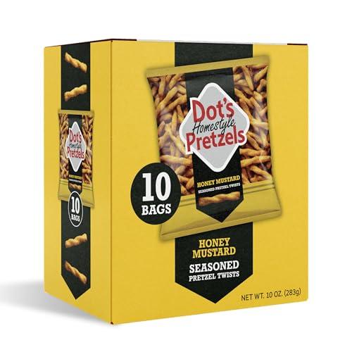 Dot\'s Homestyle Pretzels Dot\'s Pretzels Honey Mustard Seasoned Pretzel Twists, Healthy Kids Snacks, 1oz Grocery Sized Bag (10 Count)