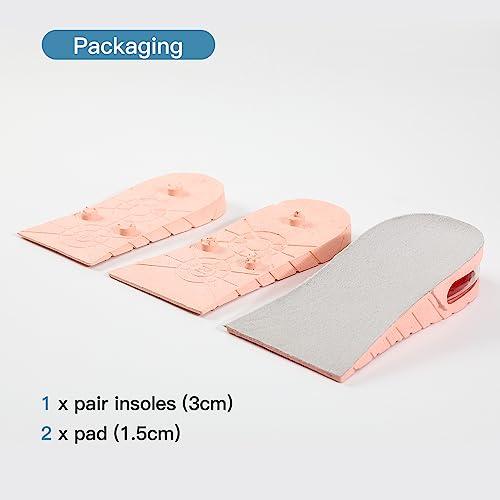 XINIFOOT Height Increase Insole 3-Layer Air Cushion Heel Insert Lift Shoes Insole for Men and Women Invisible Elevator Adjustable Insoles (Half Pad, Pink)