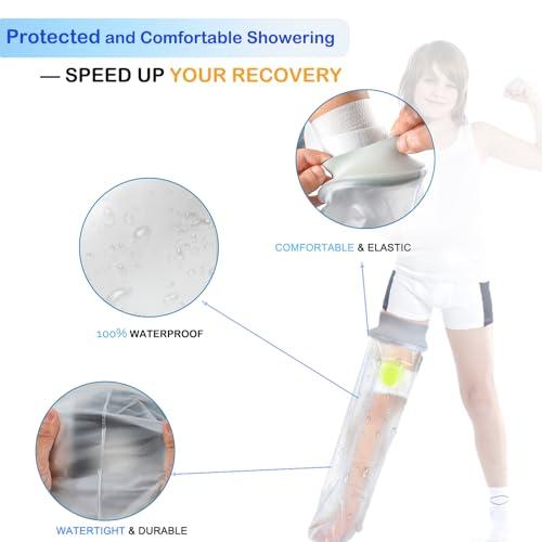 Divvsck Waterproof Full Leg Cast Cover for Shower Kids -Available in 3 Sizes | Leg Cast Shower Protector, Watertight Seal Cast Cover Leg for Knee Foot Ankle, No Mark on Skin Reusable(Recommended Age:11-15)