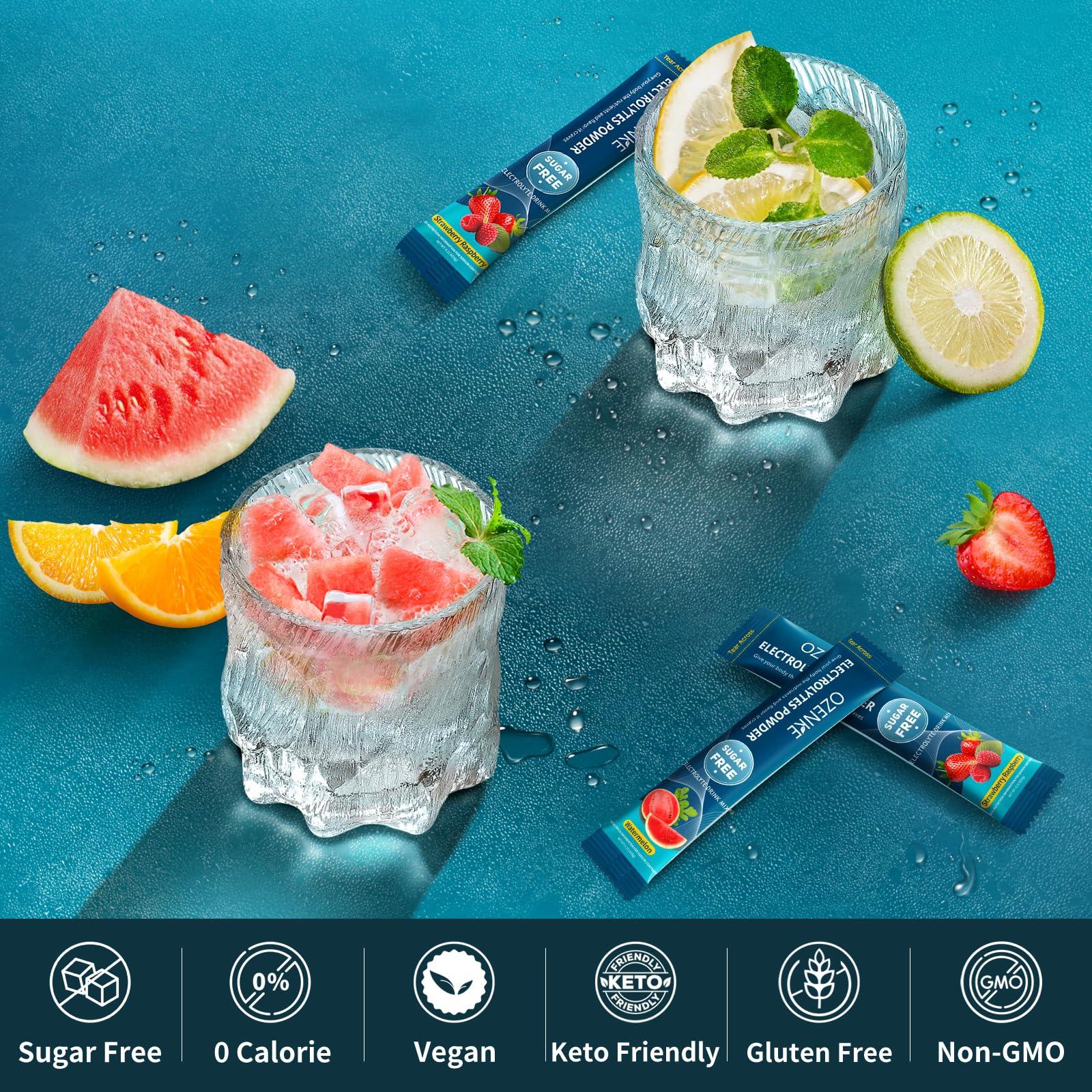 OZENKE OZENKE Electrolytes Powder Packets, 30 Sticks Hydration Packets Sugar Free, Electrolyte Drink Mix Travel Electrolyte Packets for Rapid Hydration, 6 Flavors