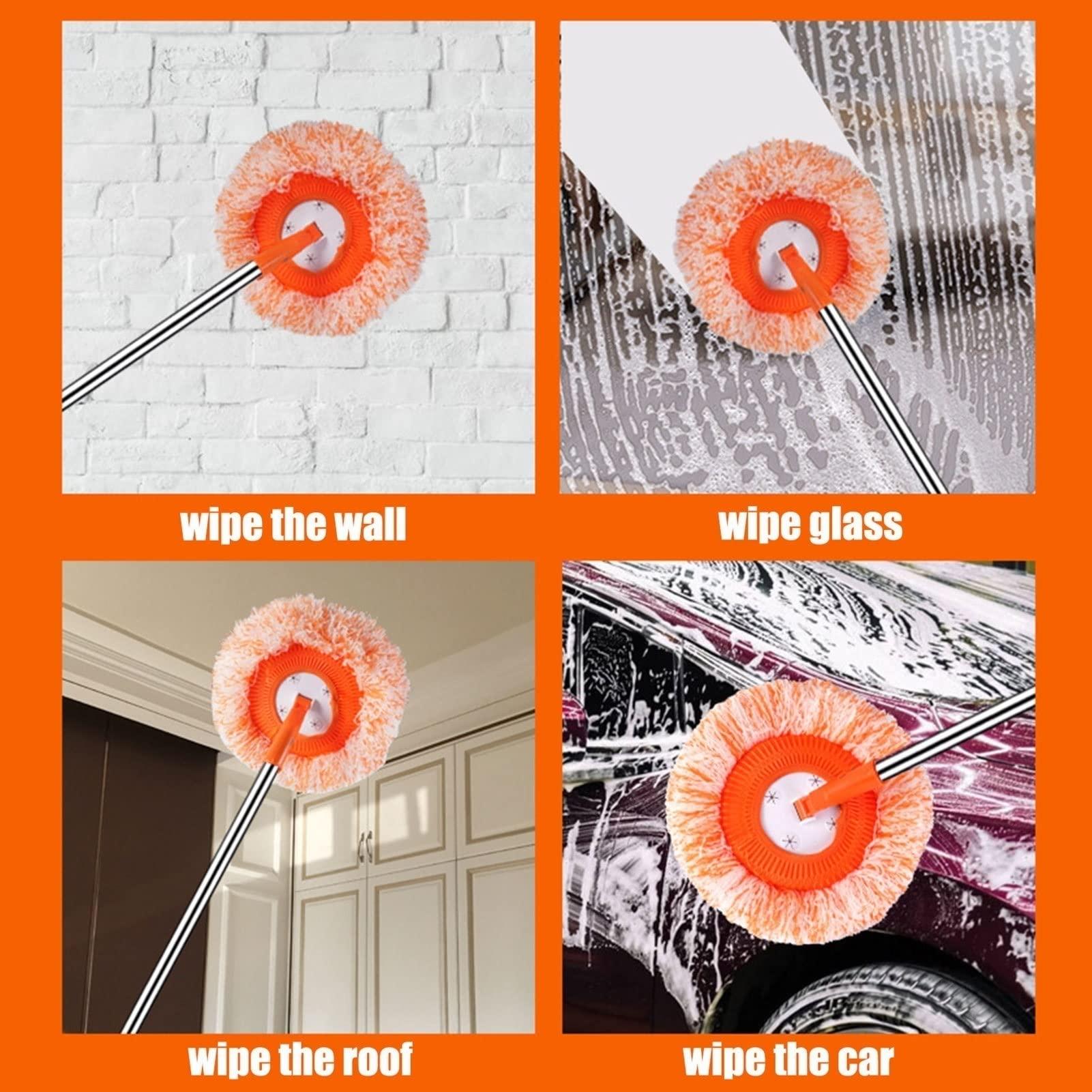 Kwnces Rotatable Adjustable Hardwood Floor Cleaning Mop,Long Handle Wall Mop with 2 Reusable Microfiber Pad for Cleaning Floor Kitchen Tile Walls Ceilings (Size : 68.9in)