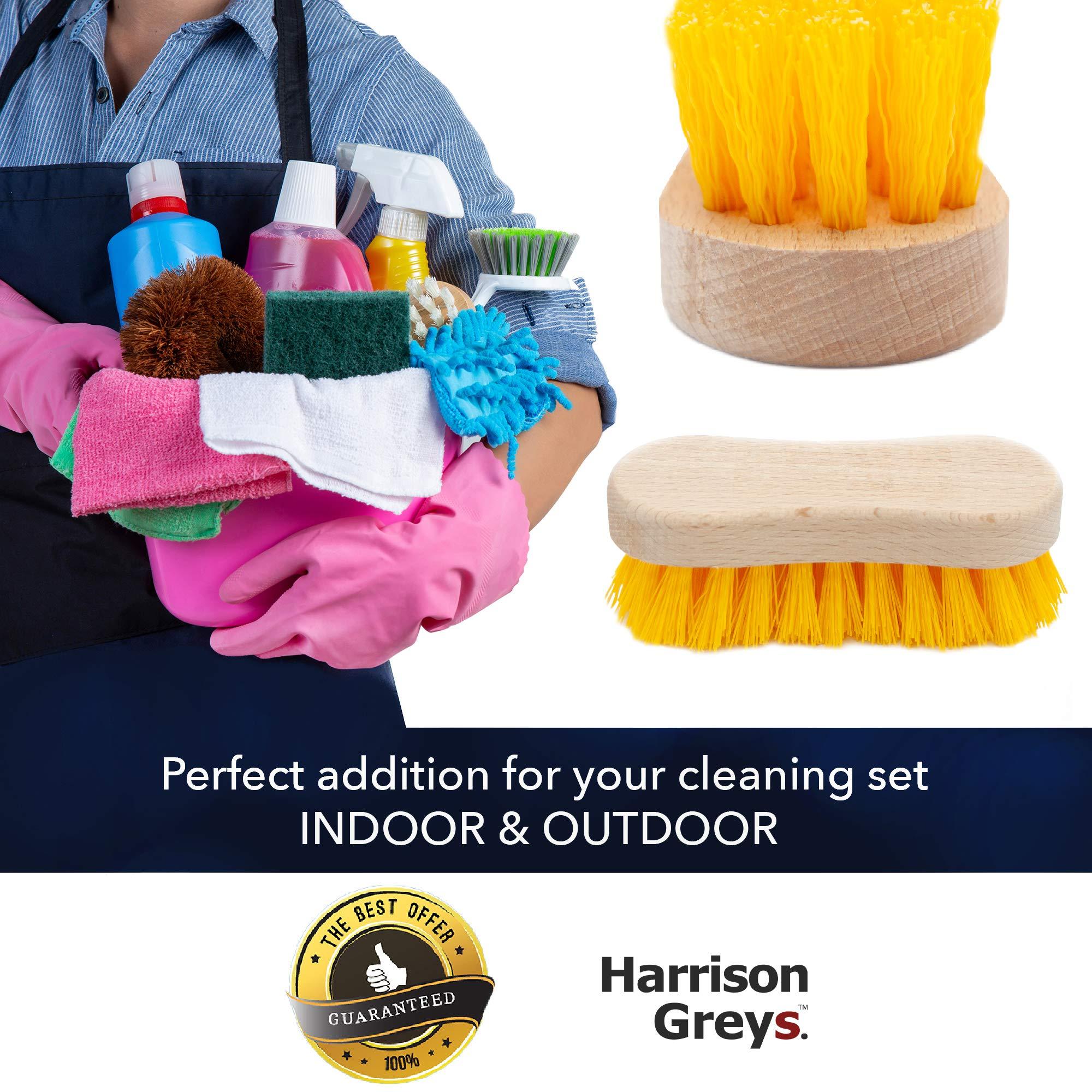 Harrison Greys Stiff Bristle Brush - Scrub Brush for Deep Cleaning, Hand Brush with Hard Bristles, Utility Nylon Brush for Indoor and Outdoor, Wooden Boot Hand Scrubber, Scrubbing Brush Heavy Duty