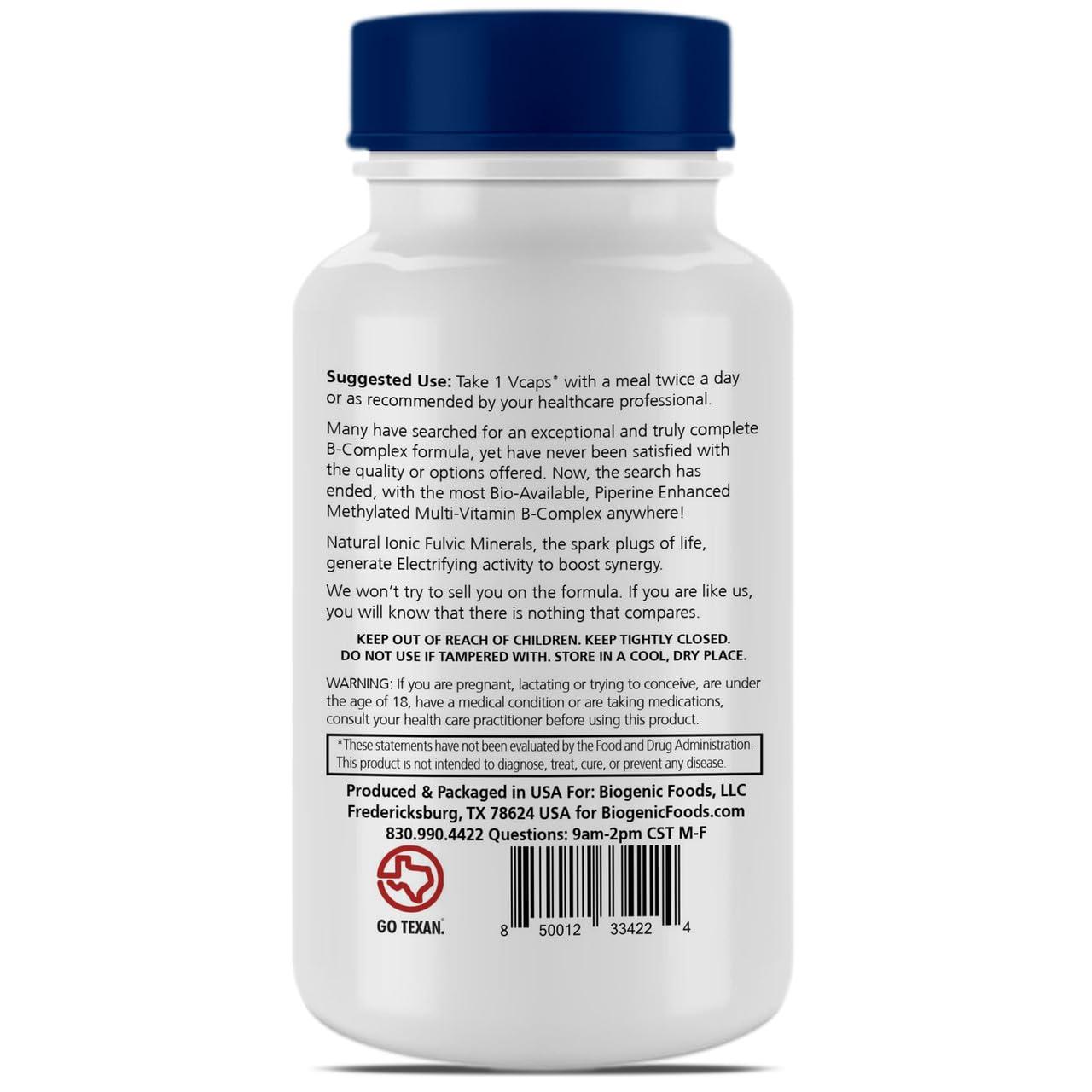 Biogenic Foods Methylectric B-50 Complex - Methylated B1 - B20 Multi-Vitamin and Fulvic Minerals, Veggie Caps