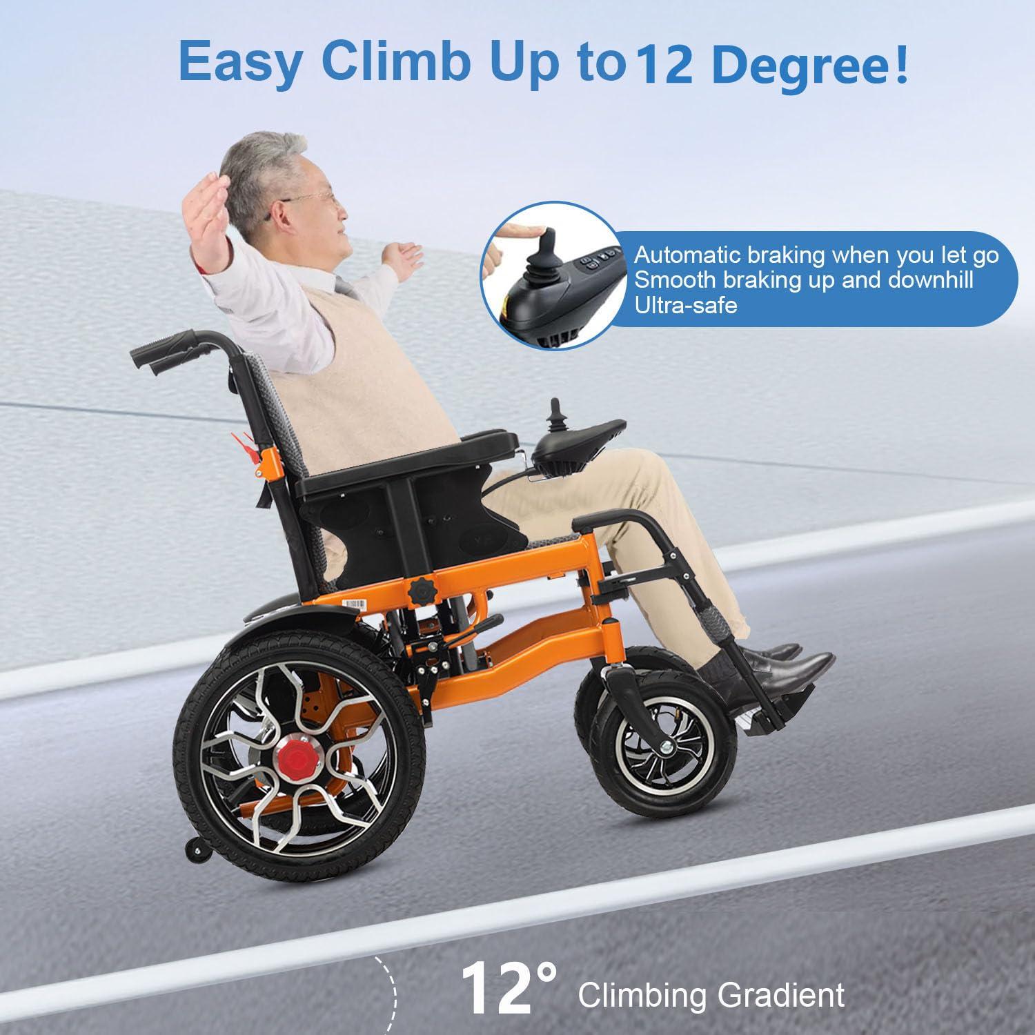 VORDERRY Folding Electric Wheelchair for Adults,500w Long Range Electric Wheelchair,Lightweight All Terrain Motorized Wheelchair for Seniors,Compact Portable Power Wheelchair-Liftable Armrest-Support 330lbs