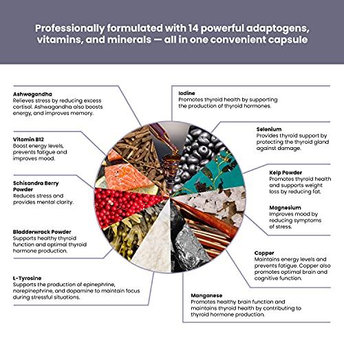 BeautiBe Adrenal Support for Women & Men Cortisol Manager Natural Stress Relief Supplement - Adrenal Fatigue, Mood Health, and Energy Supplements with Ashwagandha & L-Tyrosine 60 Non-GMO Veggie Capsules