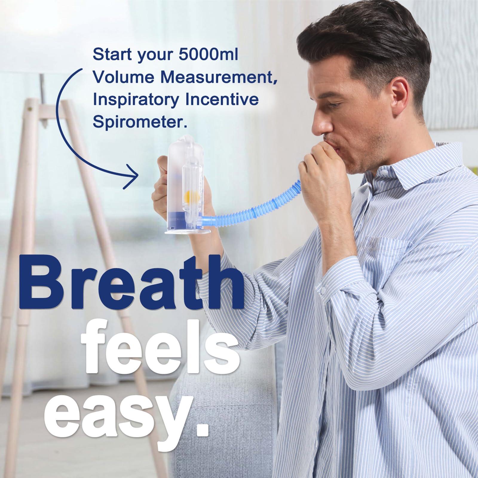 Oxgeda Incentive Spirometer, Breathing Exercise Device for Lungs, 5000ml Capacity for Deep Inhalation, Durable Medical-Grade PC Material | Airflow Indicator for Steady Inhalation Practice