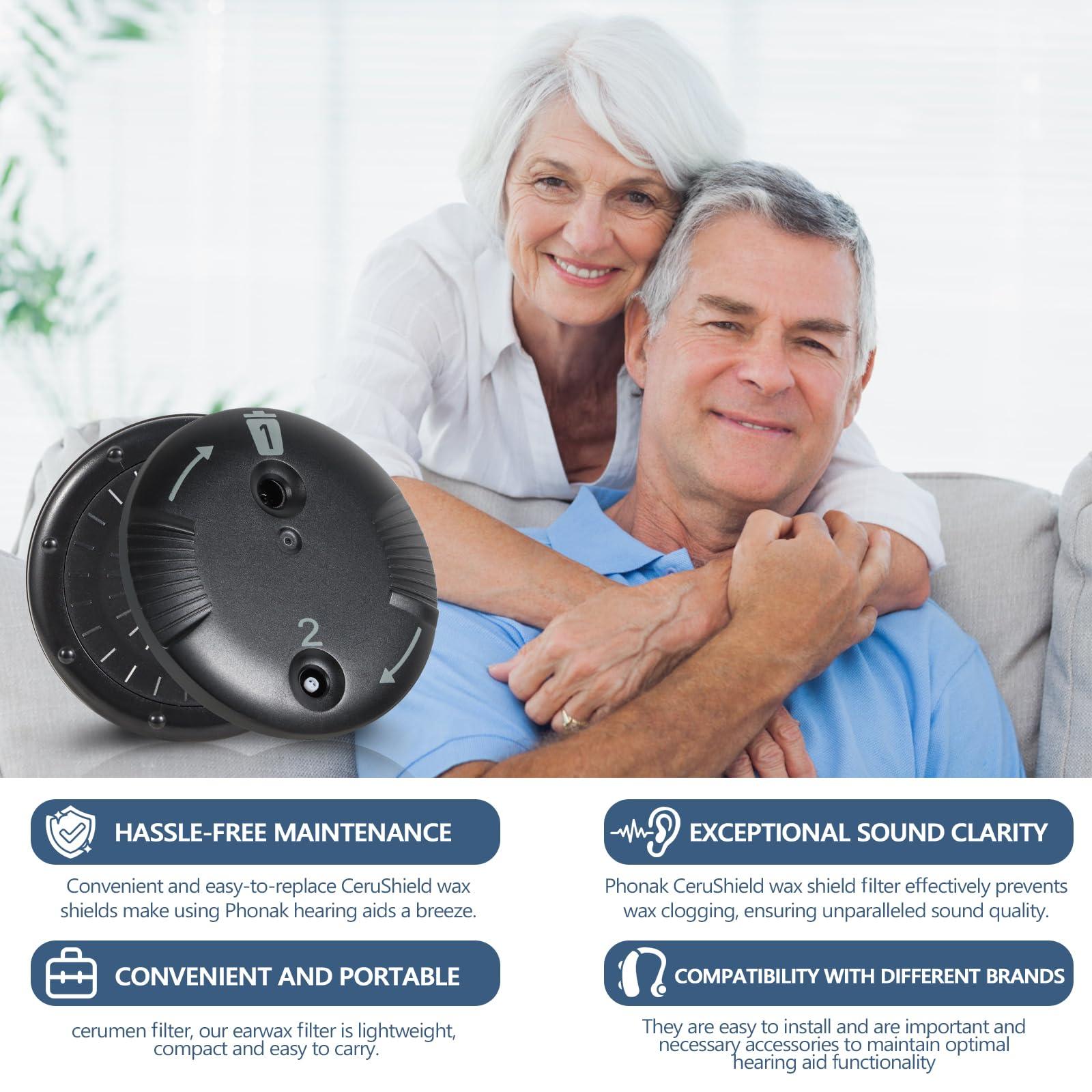 Audisaisi Cerushield Disk v2.0 098-0445 for phonak, Phonak Hearing Aid Accessories Wax Filters, Hearing aid wax guards, Phonak wax guard- Improve Sound Performance,1 pack/8 pcs