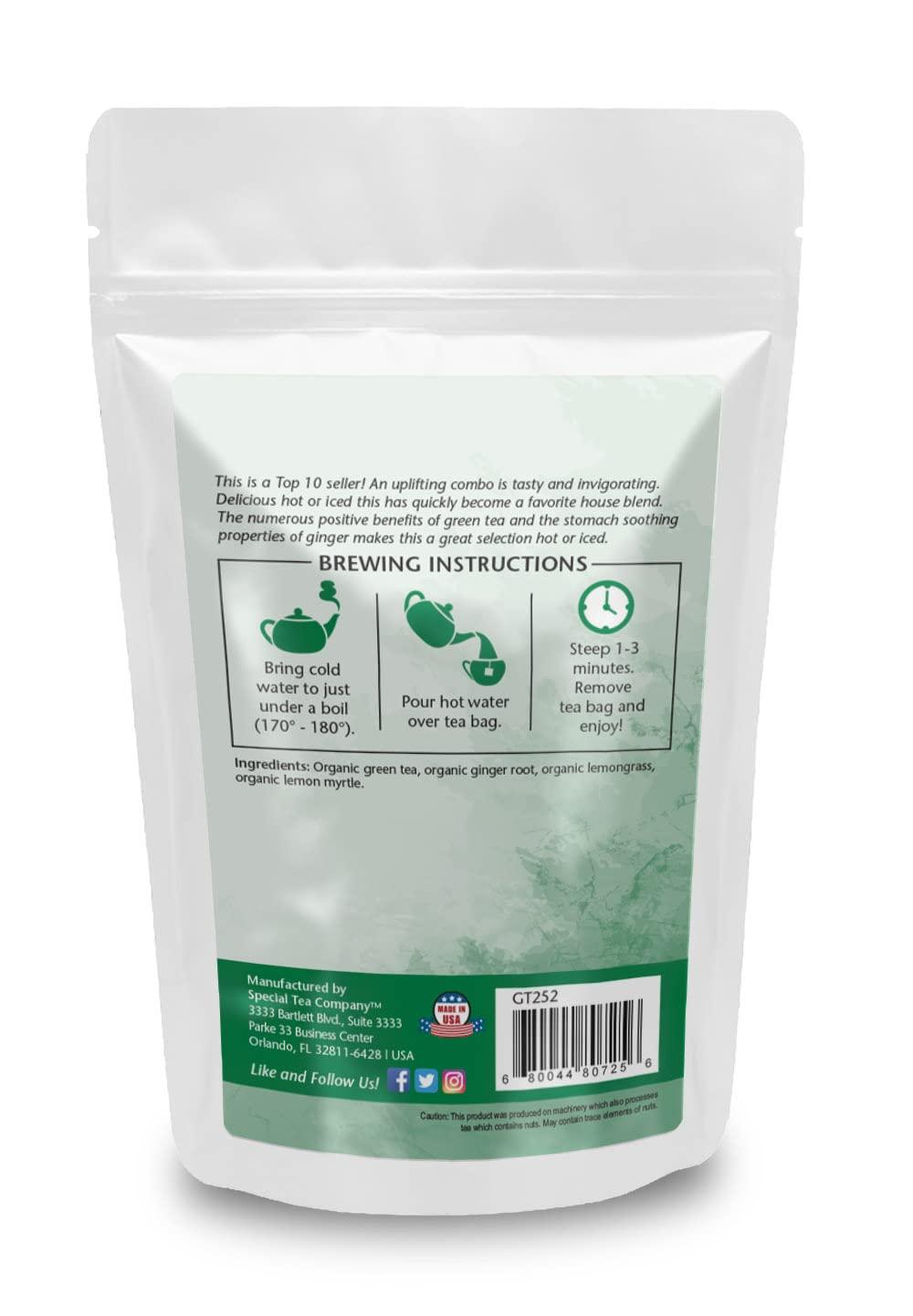 SpecialTea Company Special Tea Lemon Ginger Snap Organic Green Tea, 20 Tea Bags