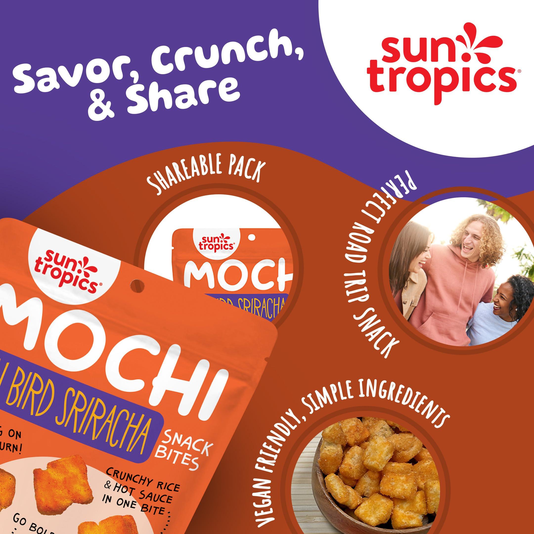 Sun Tropics Sun Tropics Mochi Snack Bites, Thai Bird Sriracha Flavor- 3.5 oz (6 Pack)| Crispy Spicy Mochi Bites, Rice Nuggets | Mochi Puff Rice Crackers- Gluten Free & Dairy Free- No MSG Added | Asian Rice Snacks