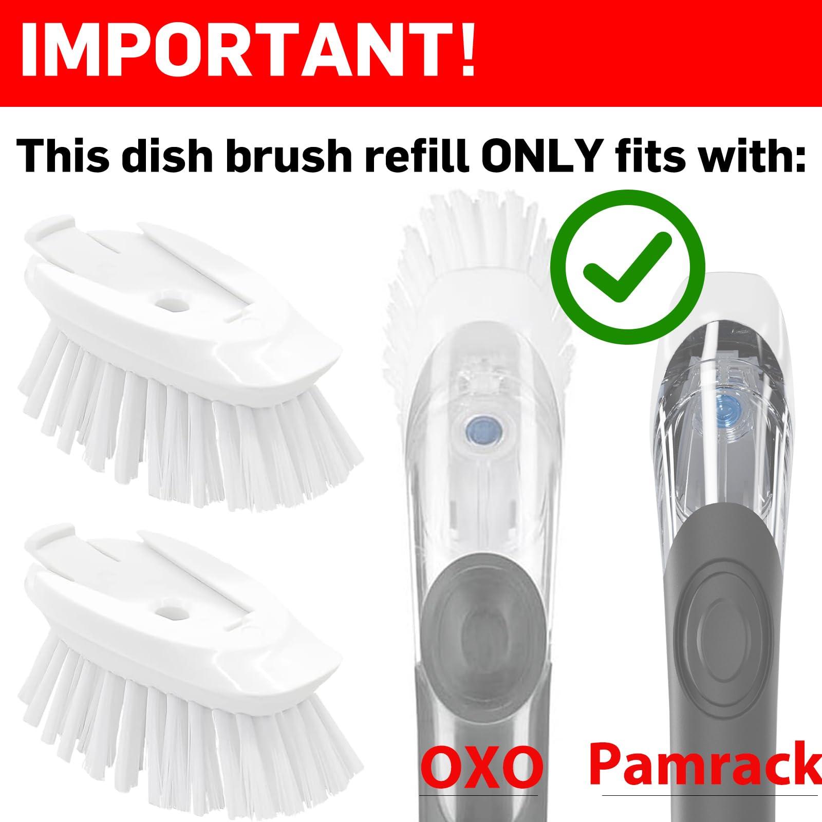 Pamrack Dish Brush Refill, 4 Pack Soap Dispensing Dish Brush Refills, Dish Brush Replacement Head for OXO Dish Brush, Brush Dispenser Refill Fits Soap Dispensing Handle