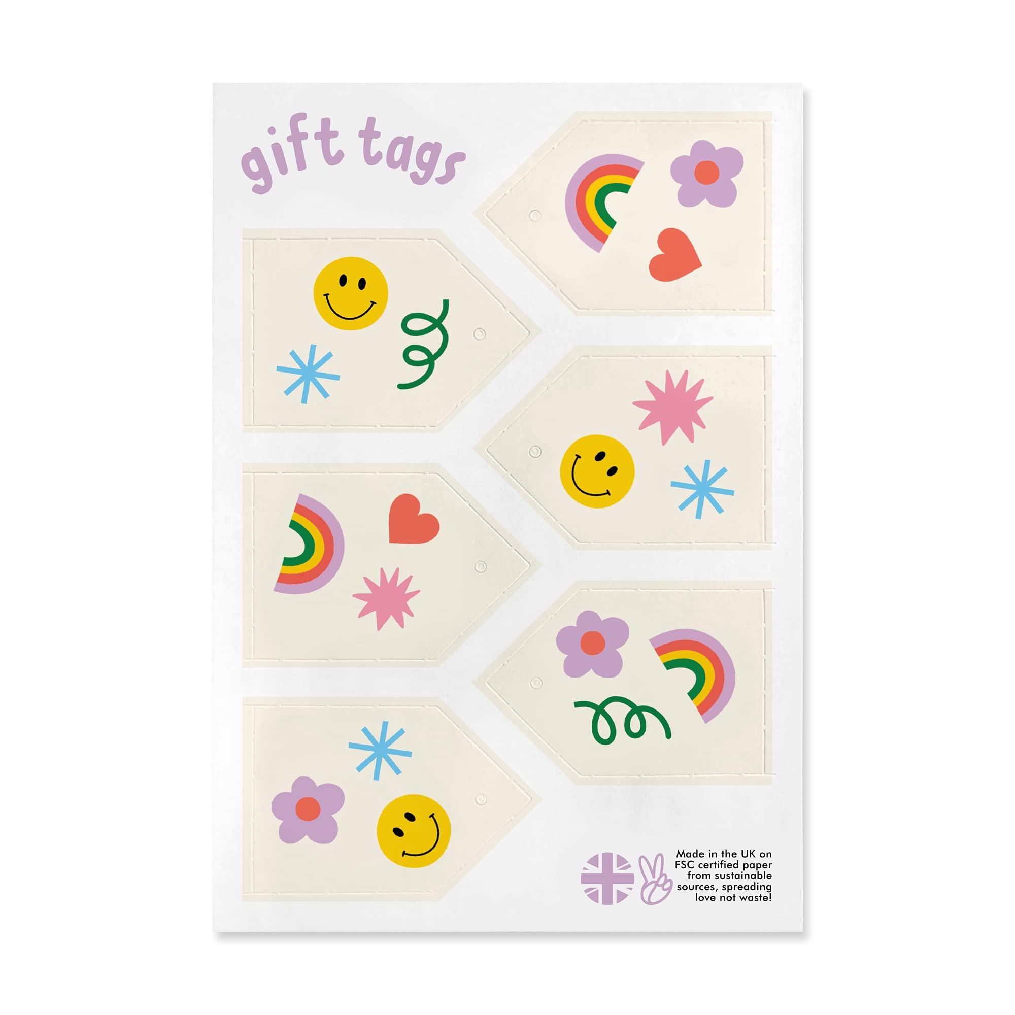 CENTRAL 23 CENTRAL 23 - Cute Wrapping Paper - 6 Sheets of Birthday Gift Wrap - Rainbows Smileys Hearts - For Children - Girls Boys - Recyclable