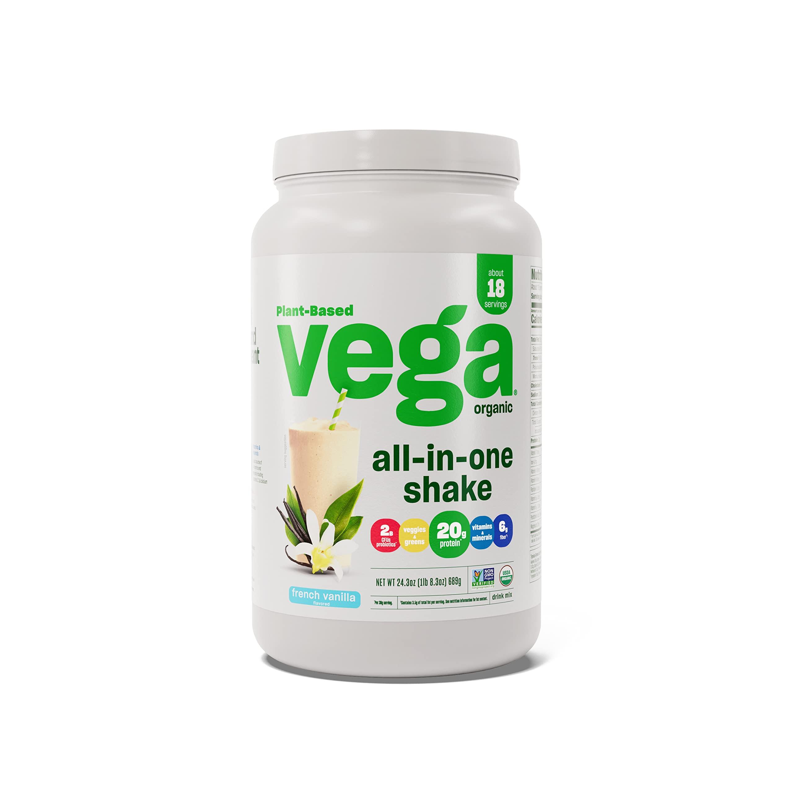 Vega Vega Organic All-in-One Vegan Protein Powder & Protein and Greens Protein Powder, Vanilla - 20g Plant Based Protein Plus Veggies