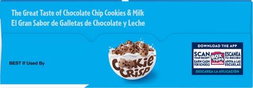 Cookie Crisp Cookie Crisp Breakfast Cereal, Chocolate Chip Cookie Taste, Made With Whole Grain, Family Size, 18.3 oz (Pack of 2)