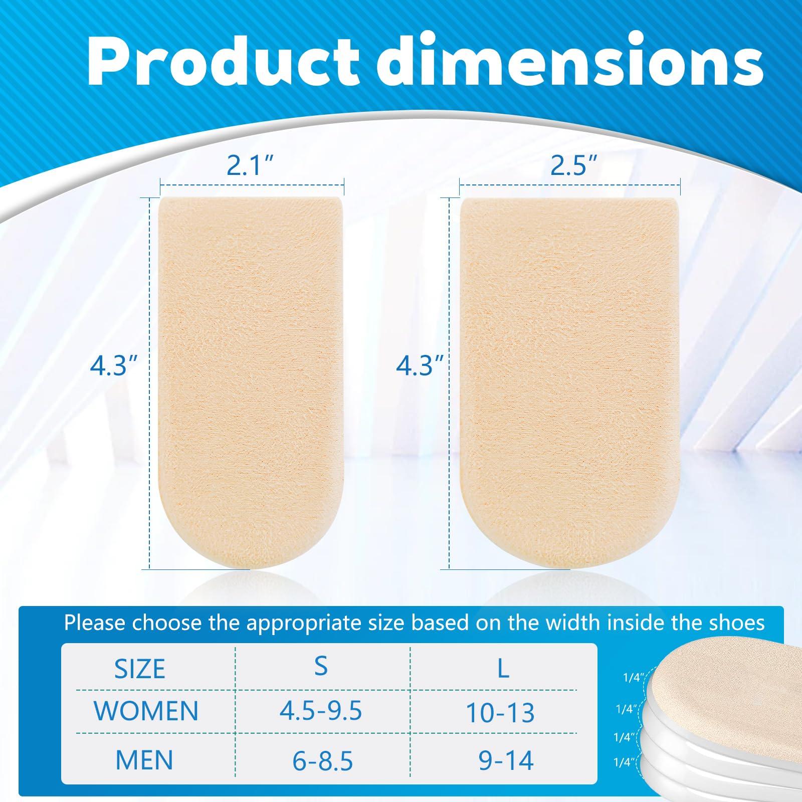 PrettSole PrettSole 5mm to10mm Heel Lifts(2 Layers), Height Increase Insoles for Leg Length Discrepancy - Large Shoe Lifts for Men, Shoe Inserts Comfort Half Foot Pads for Heel Pain - 1 Pair