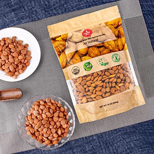 Mighty Apricot Mighty Apricot USDA Organic Bitter Apricot Kernels(1LB) 16oz, Natural Raw Bitter Apricot Seeds, Vegan, Non-GMO, Gluten Free, Great source of Vitamin B17 and B15