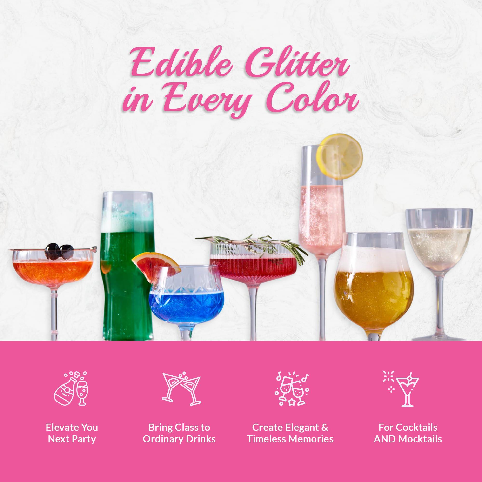 Glitter Faced Glitter Faced - Edible Glitter for Cocktails & Drinks - Mess-Free Glitter Drop, Food-Grade, 0 Cal, Sparkle Luster Dust, Drink Glitter for Enhanced Shine, Halloween or Christmas Party, 30ml (Blush)