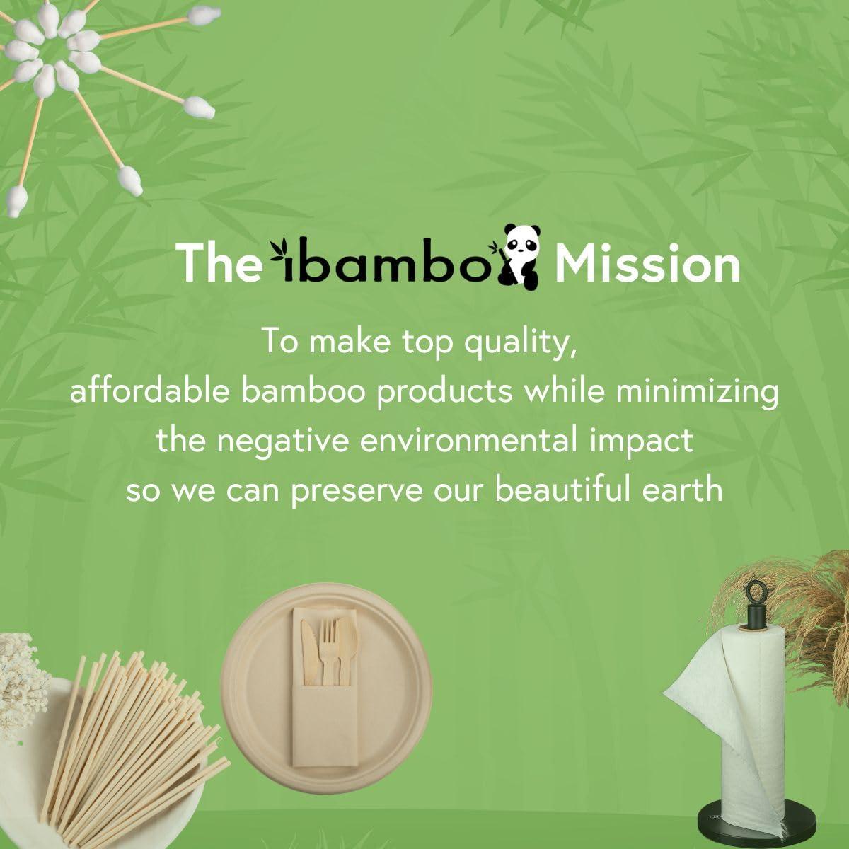 ibambo ibambo 500 Pack Disposable Bamboo Paper Plates (7 inch) - Sturdy & Heavy Duty | PFAS Free, Biodegradable & Compostable | Microwave Safe, FSC Certified Alternative to Plastic