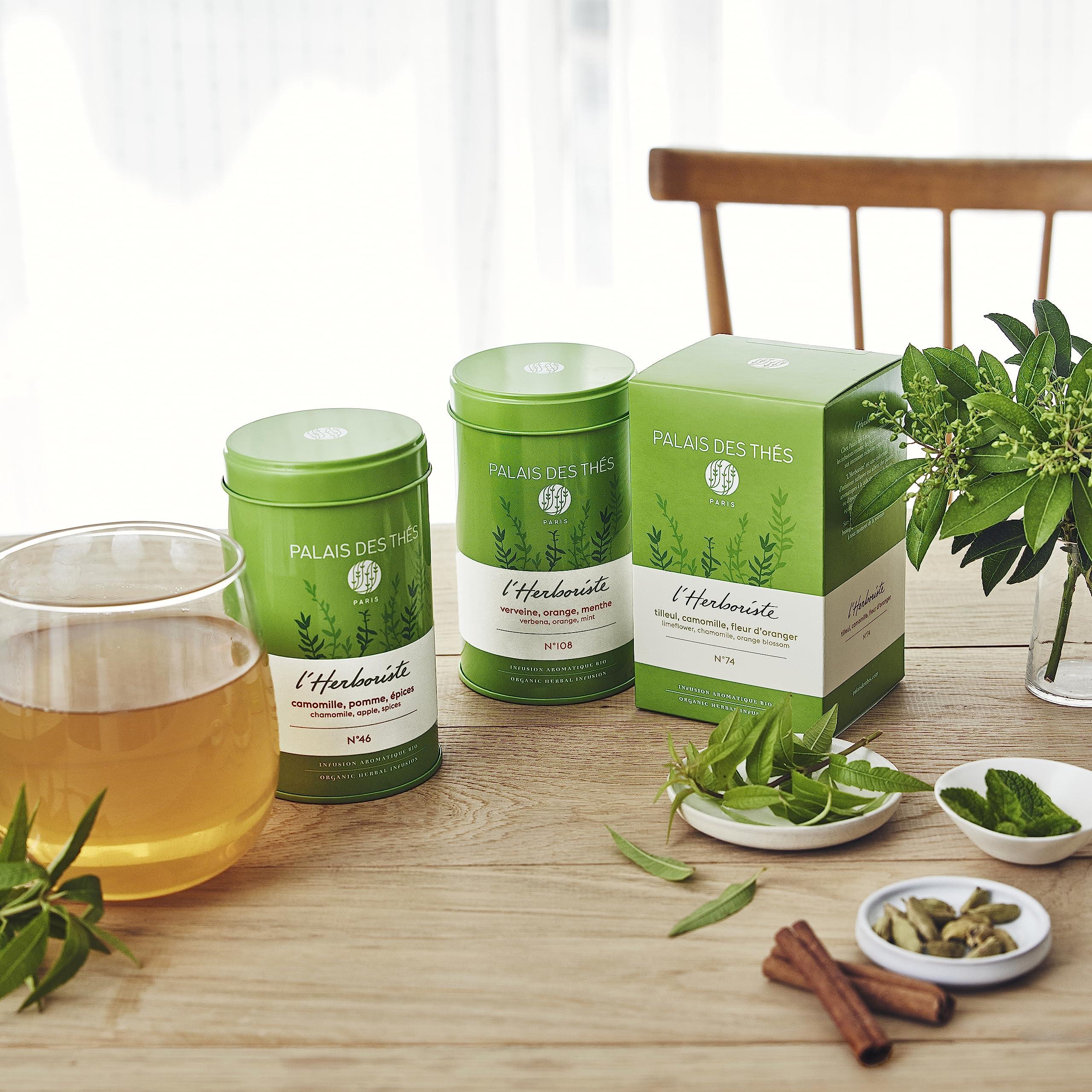 Palais des Ths Palais des Ths - Organic L\'Herboriste N52 - Premium Gourmet Herbal Tea with Anise, Peppermint, and Lemon Balm - 20 Count Biodegradable Cotton Tea Bags Box