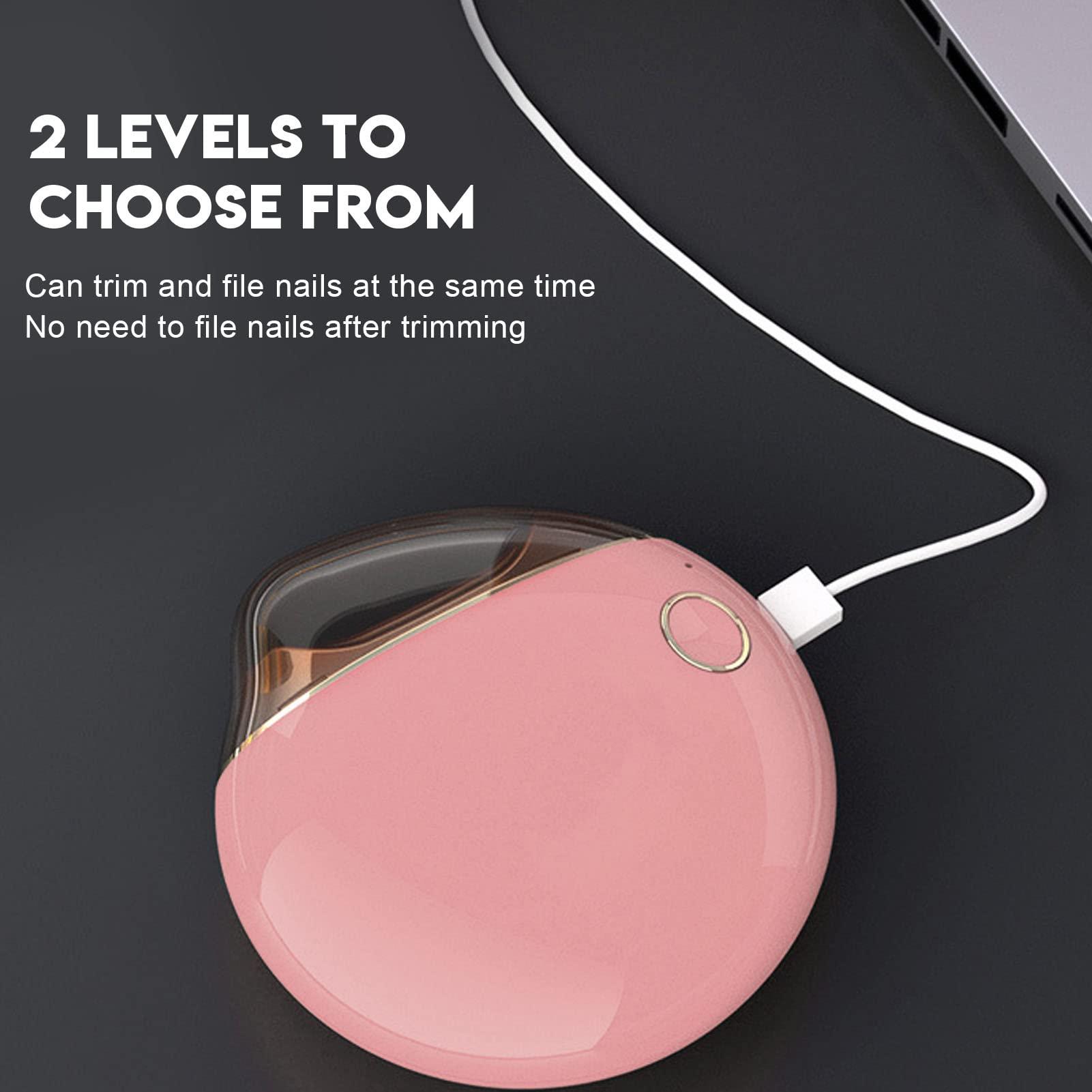 LIZEALUCKY LIZEALUCKY Electric Nail Clippers Intelligent USB Charging Automatic Nail Drill Adults Nail Trimmer, Automatic Nail File Manicure Trim Polish for Infant Kid Elderly Toe and Fingernail Care (Pink)