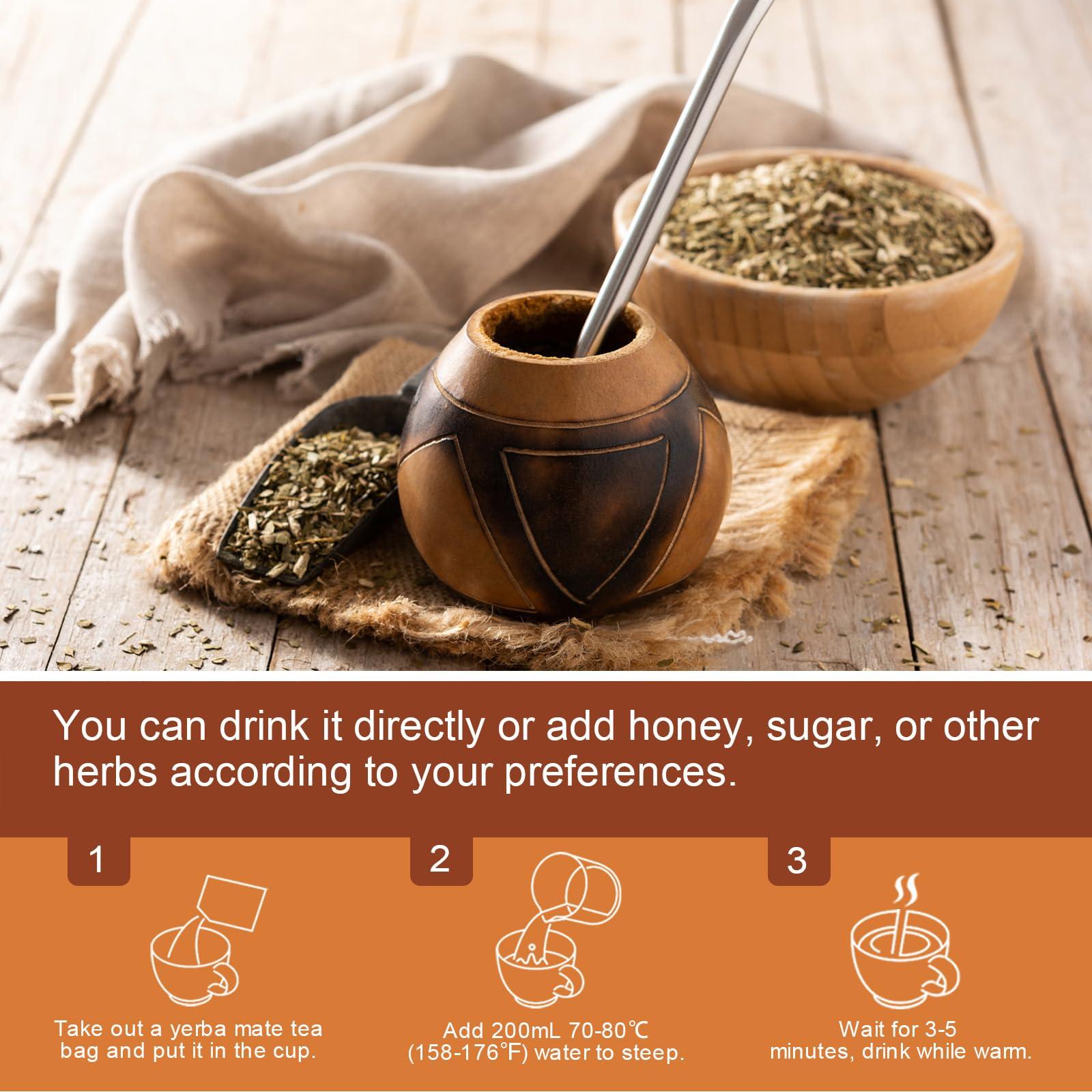 WOGORGT Yerba Mate Tea - Yerba Mate Herbal Supplement, Yerba Mate Leaf Tea Bags for Antioxidant, Detox, Digestion and Immune Support, Boost Energy - 30 Tea Bags