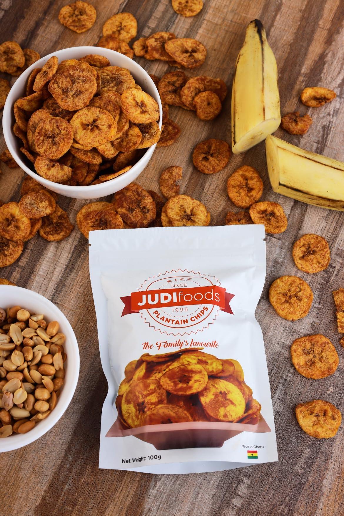 Judi Foods Judi Foods Plantain Chips- Ripe, Sweet Plantain Chips, Organic Chips, Crispy Exotic Chips, 3.5 Ounce (Pack of 5)