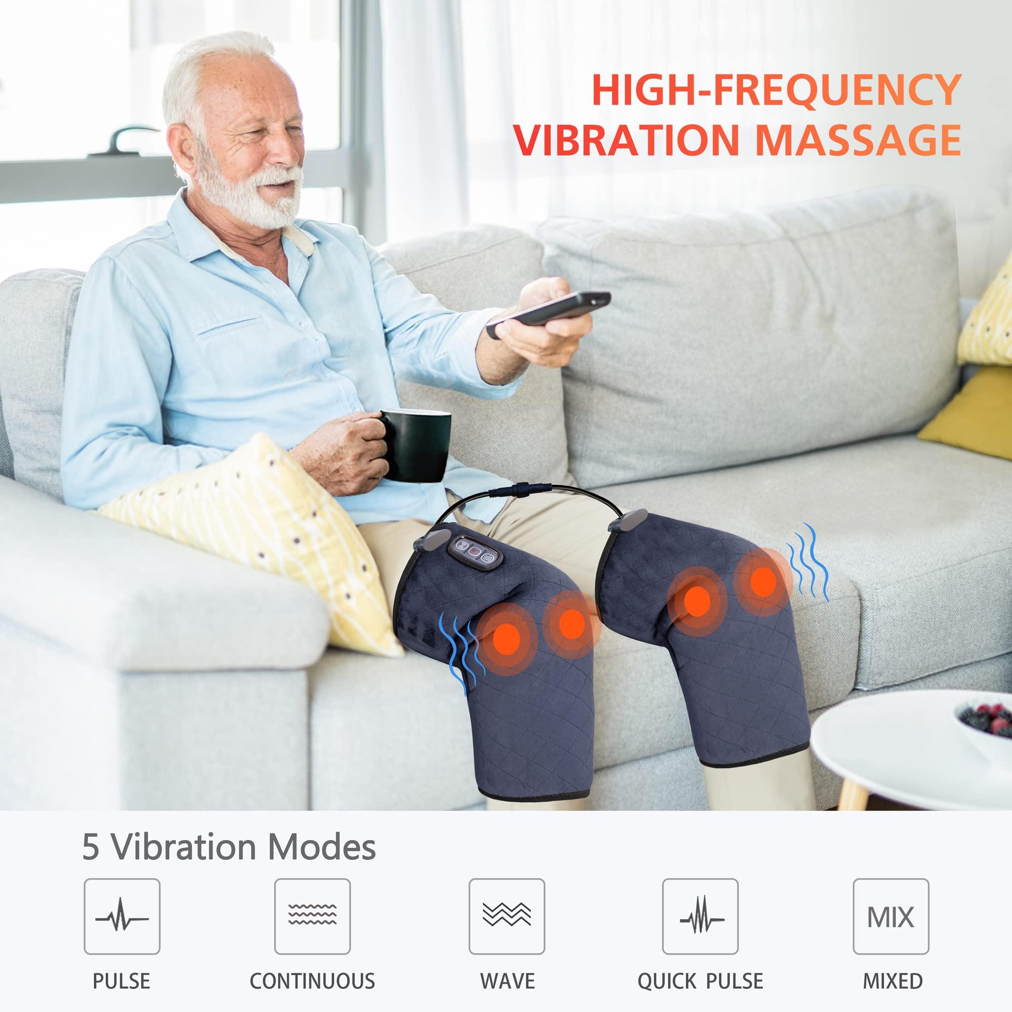 COMFIER COMFIER Heated Knee Massager Heating Pad for Knee Pain Relief,FSA or HSA Eligible, Heat Knee Warmers Wrap with Massage and Vibration-Gray