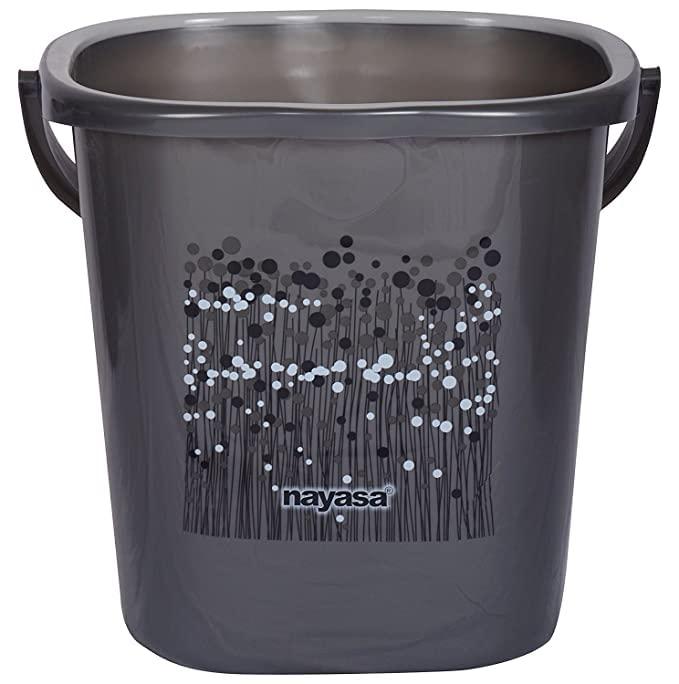 Radhya Intercontinental Plastic Bathroom Bucket- Bucket Set with Bathroom Mug Stool Patla, Dustbin and Tub, Soap Case, (25 Liters, Grey, Set 6 Pieces)