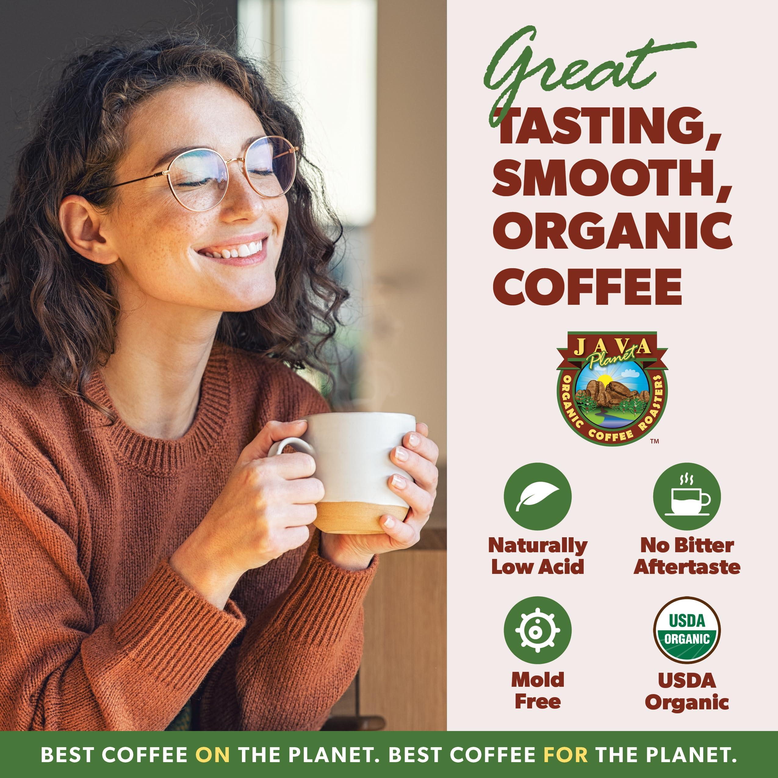 Java Planet Organic Coffee Roasters Java Planet Organic, Sumatra Single Origin Dark Roast, Smooth Full Flavored Organic Coffee Beans, Low Acid, Whole Bean Coffee Two 1LB Bags