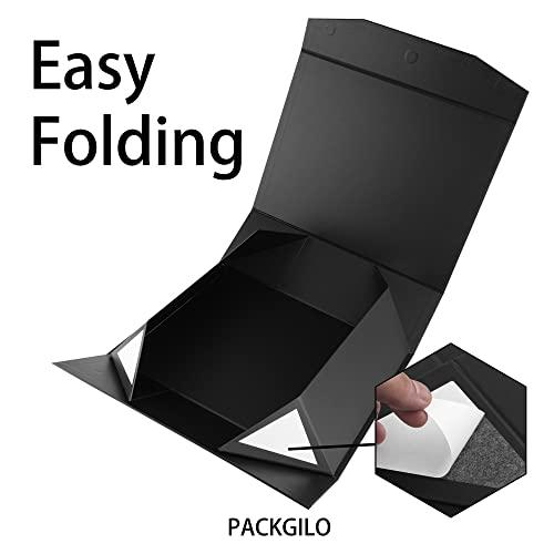 PACKGILO PACKGILO 1 Pcs Matte Black Extra Large Gift Box with Lid, 16.5x13x5.3 Inches, Hard Magnetic Giant Gift Boxes for Presents Clothes Robe Wedding Dress Sweater,Reusable Foldable Bridesmaid Proposal Box