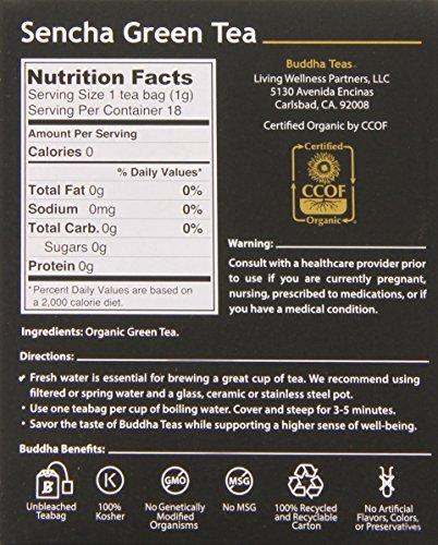 Buddha Teas Buddha Teas Sencha Tea, 18 Count (Pack of 6)