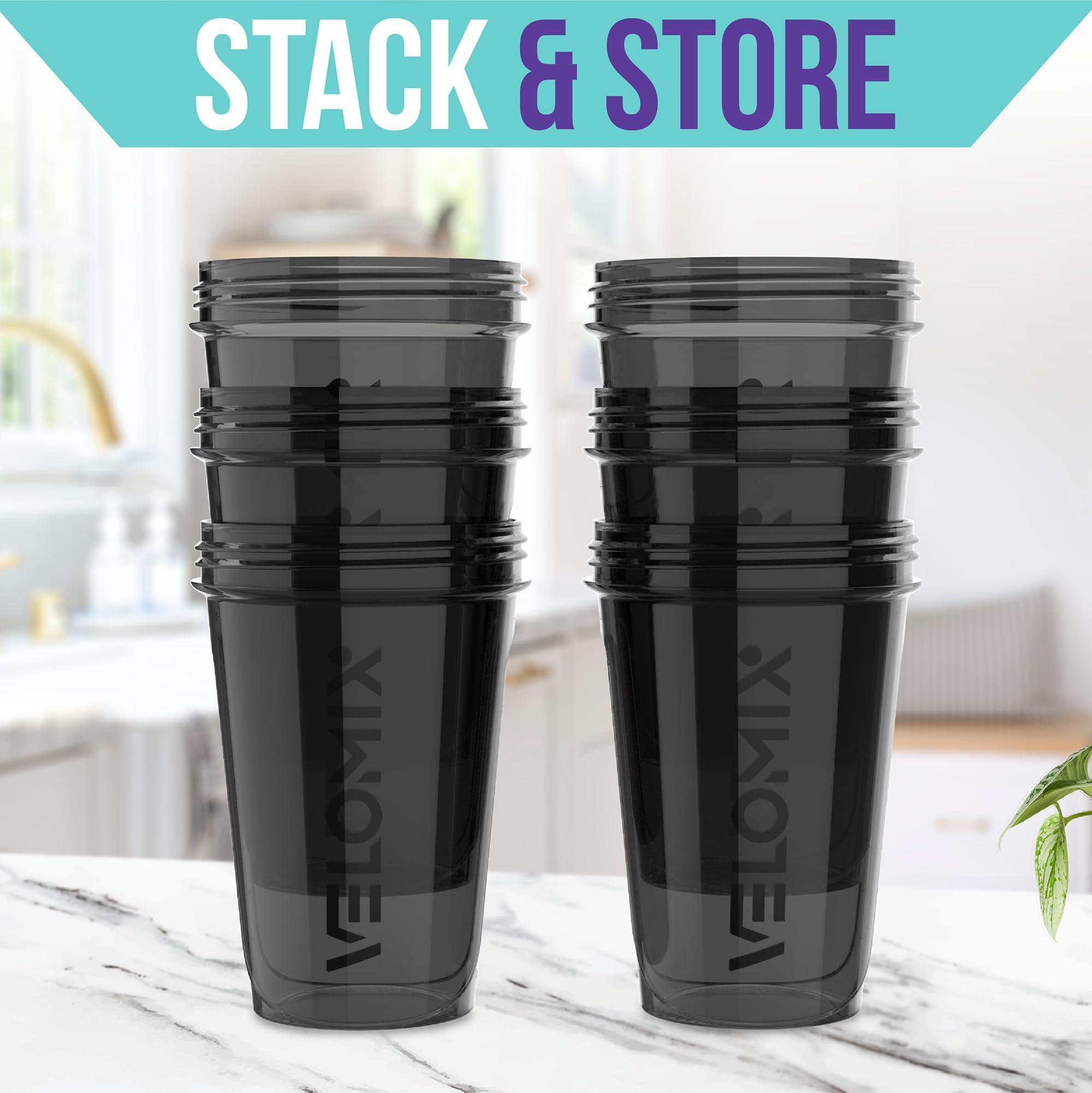 VELOMIX VELOMIX -6 PACK- Shaker Cups for Protein Shakes 20 oz - 6x Wire Whisk | Leak Proof Protein Shaker Bottle for Protein Shakes, Shaker Bottle Pack for Pre & Post Workout, Shaker Cup, Shaker Bottle Cups