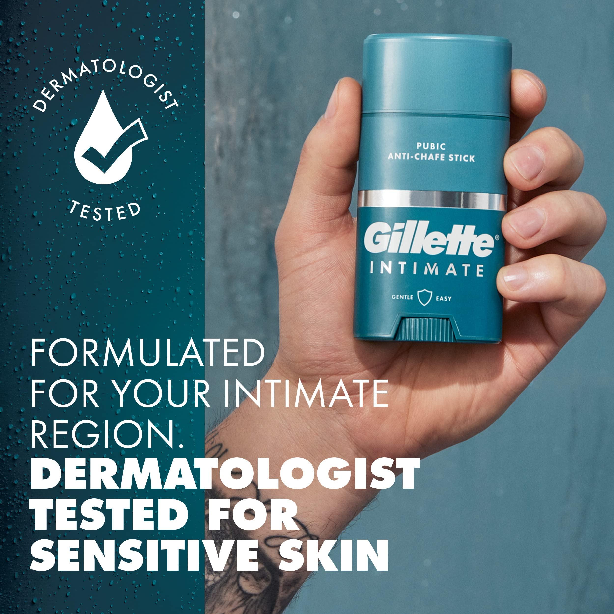 Gillette Gillette Intimate Pubic Anti-chafe Stick, Reduces Rubbing and Irritation, Pubic Anti-Chafing For Men, Easy Application, Dermatologist Tested