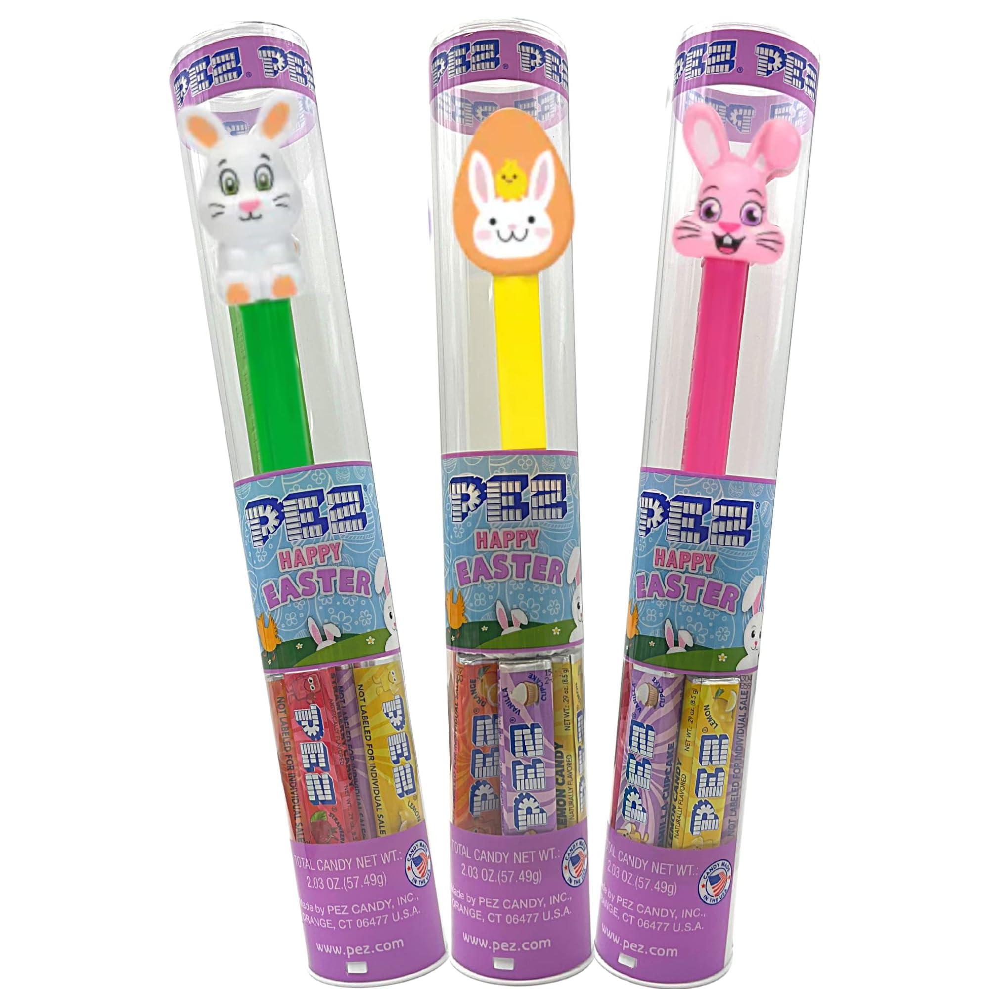 Needzo Needzo 2025 PEZ Dispensers with Assorted Flavors Refill Rolls, Easter Basket Candy (Pack of 3) Tubes