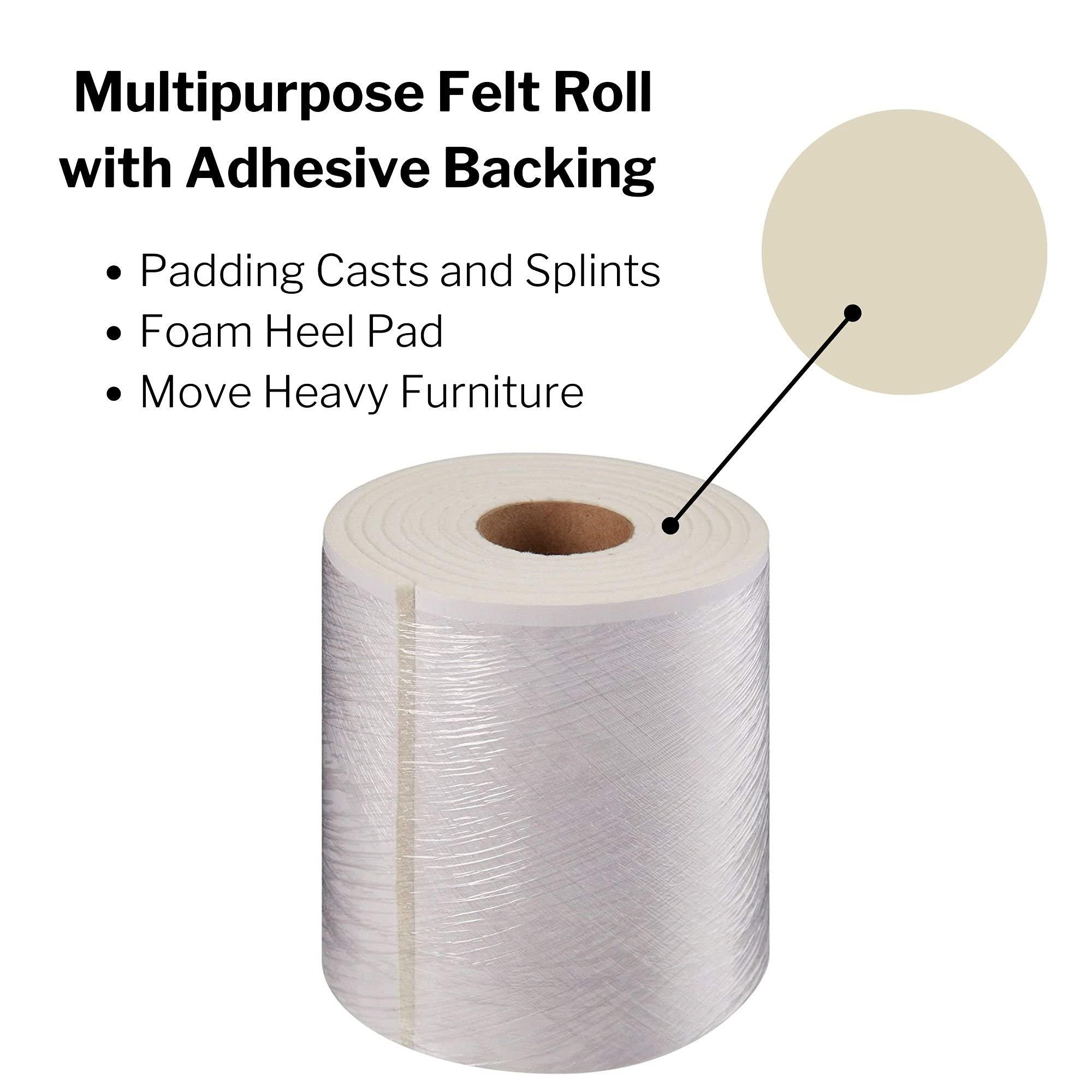 MOORE Medical McKesson White Orthopedic Felt Roll with Adhesive Backing Rayon Splint and Cast Padding 1/4\" x 6\" x 2.5 Yards, 1 Count
