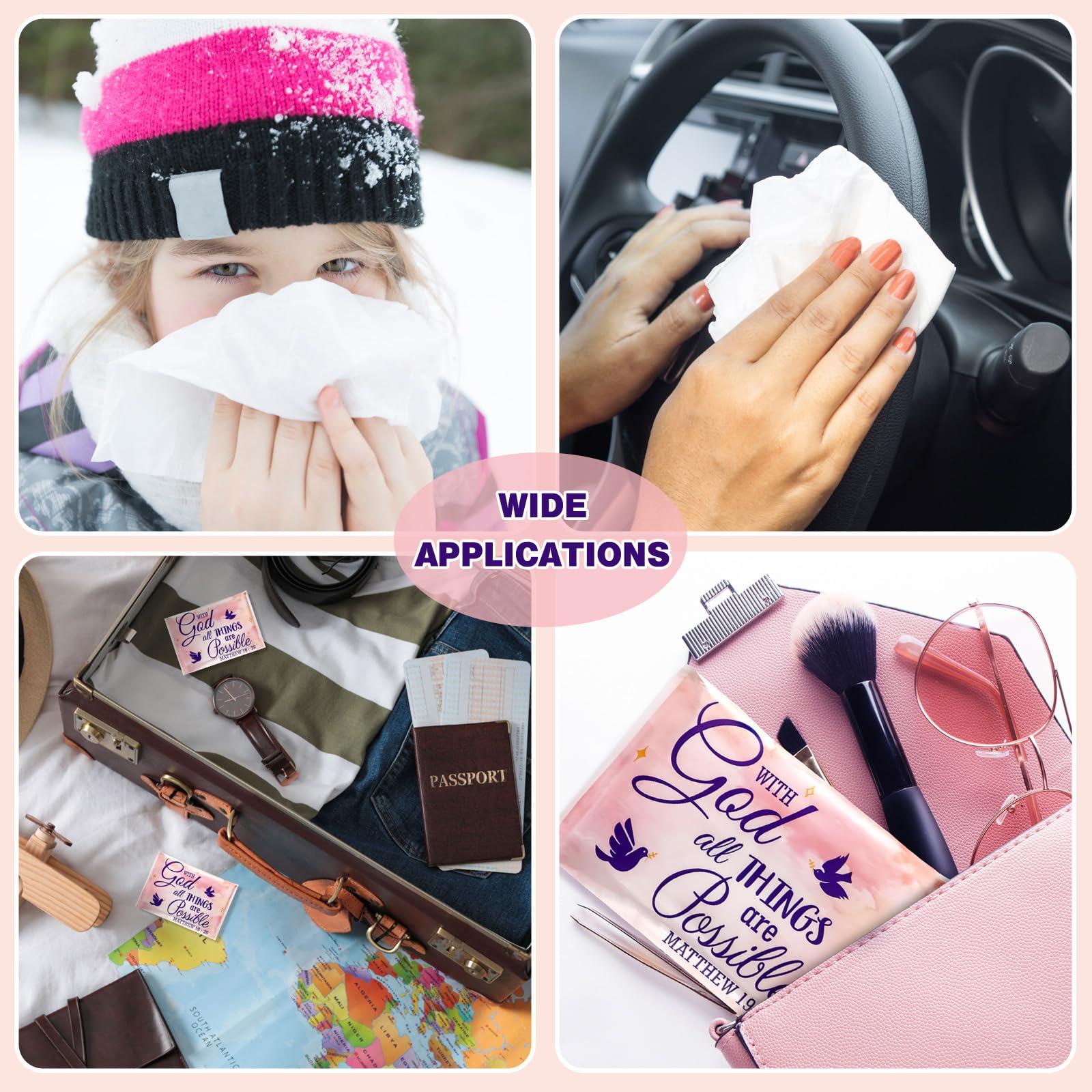 Sinmoe Sinmoe 60 Pack Pocket Tissues Travel Packs Christian Travel Tissues Wallet Facial Tissues 3 Ply Pocket Size for Guests Mini Tissues for Breast Cancer Wedding Xmas Graduation(Bird)