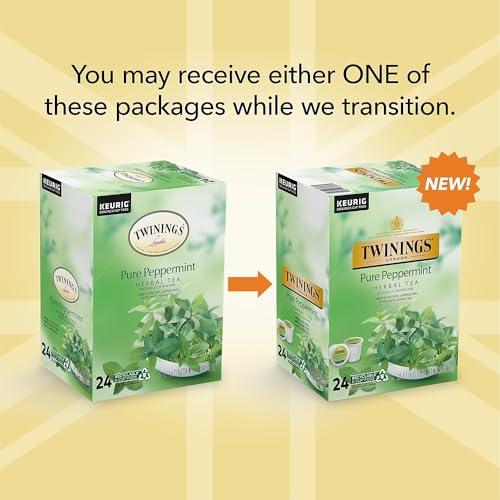 Twinings Twinings Pure Peppermint Herbal Tea K-Cup Pods for Keurig, 24 Count (Pack of 1), Made with 100% Pure Peppermint, Naturally Caffeine-Free, Enjoy Hot or Iced | Packaging May Vary