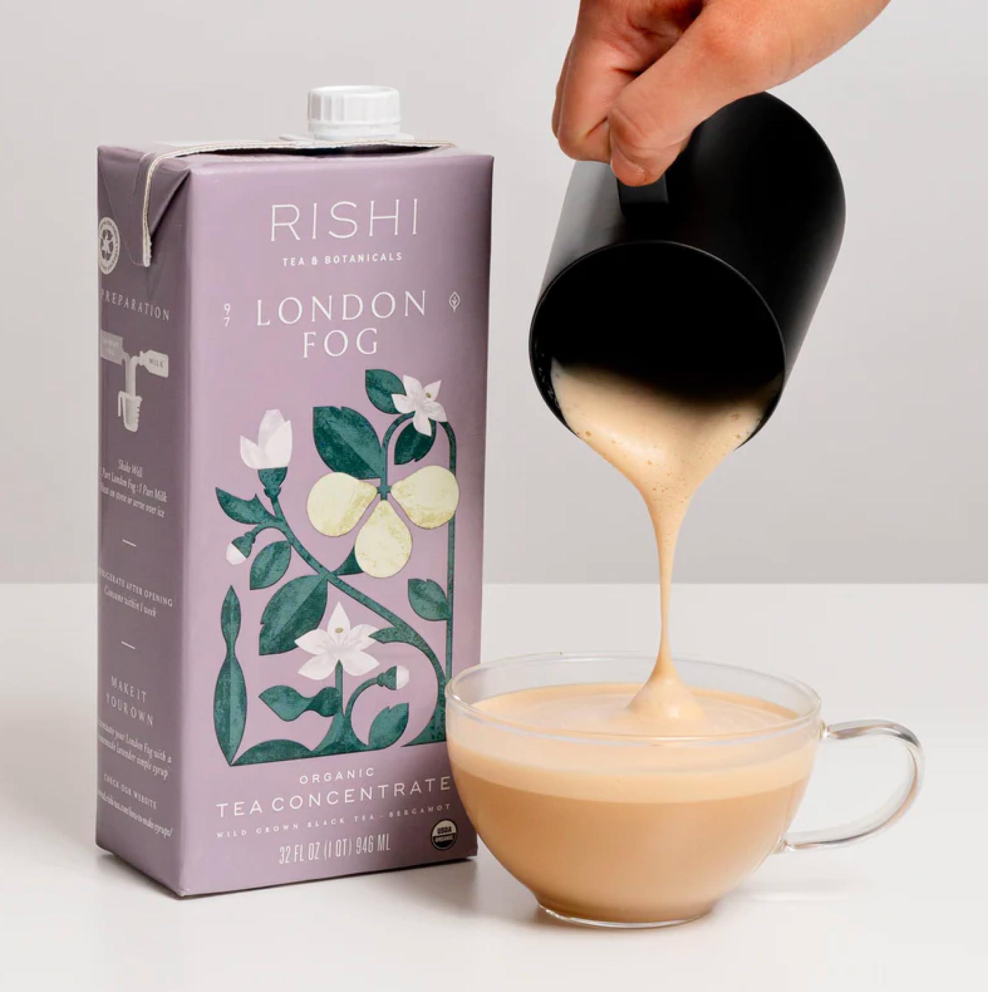 Rishi Tea Rishi Tea London Fog Latte, Organic Black Tea Concentrate with Bergamot, Easy-to-Serve Hot or Iced Earl Grey Tea Mix - 32 fl oz Carton, 8 Servings (Pack of 3)