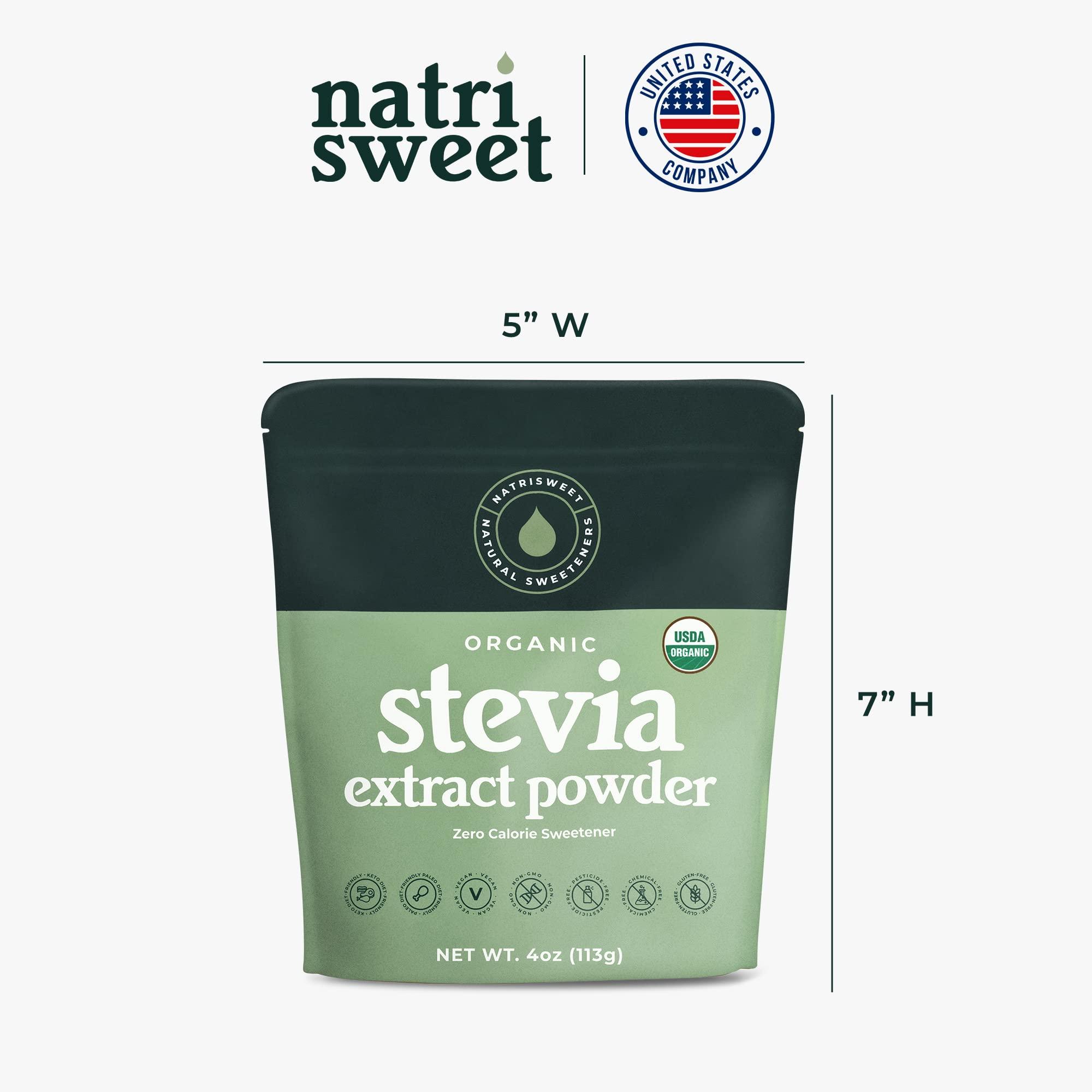 NatriSweet NatriSweet Stevia Powder, 4 oz, Pure Stevia Sweetener with No Additives, No Fillers, Zero Carbs, Zero Calorie, Organic Stevia Powder For Sugar Substitute, 300 Times Sweeter Than Sugar, 800+ Servings